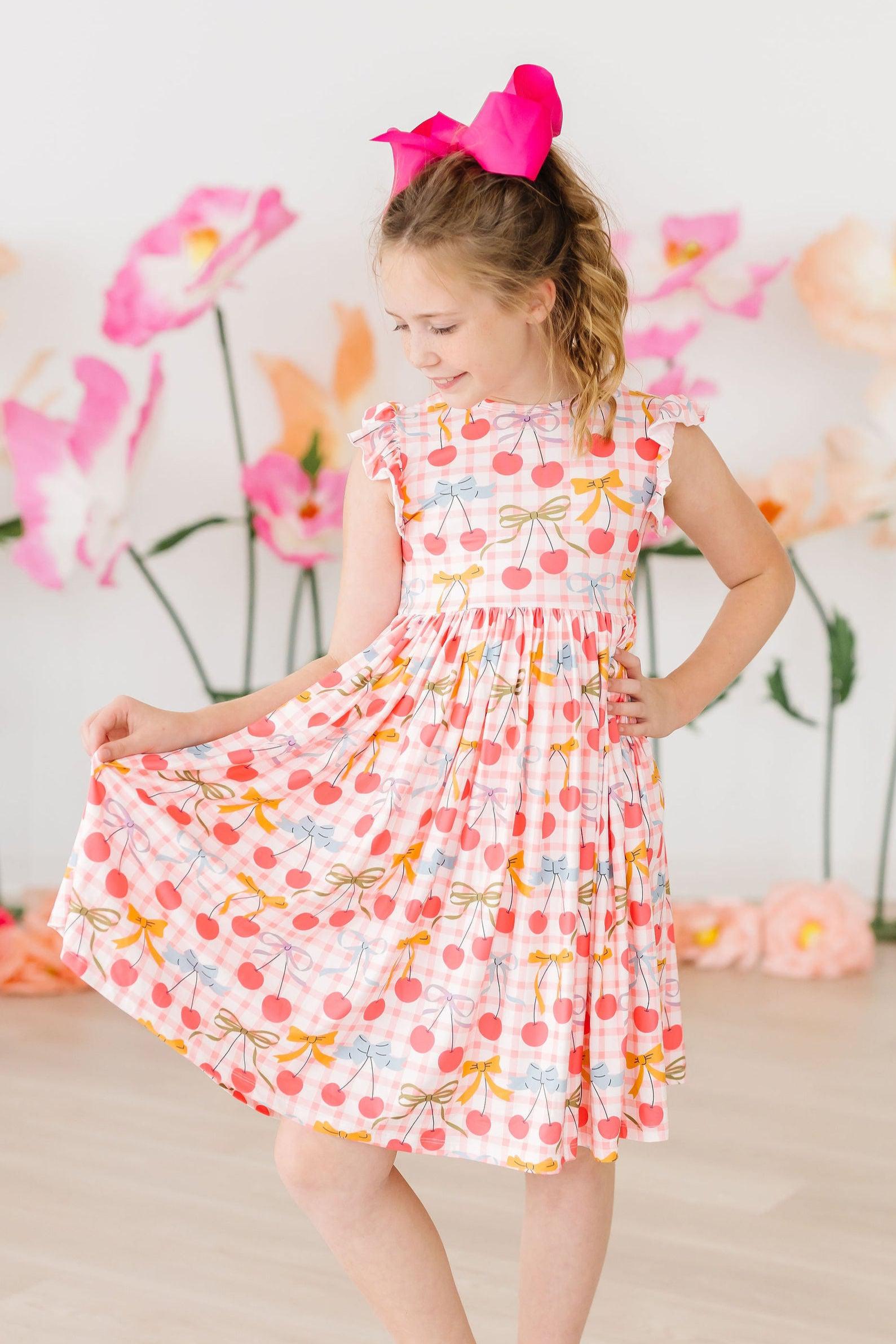 Mila & Rose ® Retro Picnic Flutter Sleeve Twirl Dress — main product shot