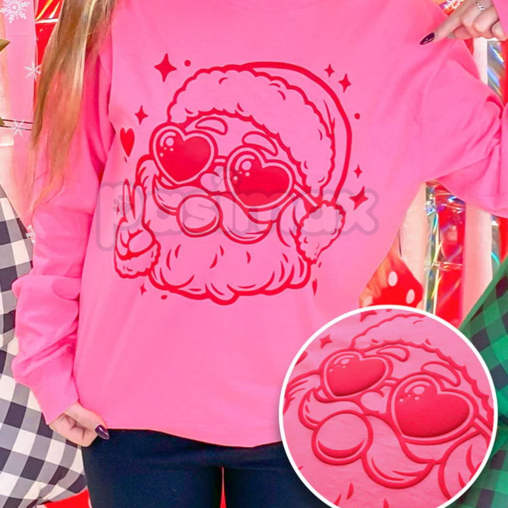 Pasimax Retro Bubblegum Santa Graphic Sweatshirt – Unique Puff Print Christmas Jumper, Fun Holiday Apparel — main product sho