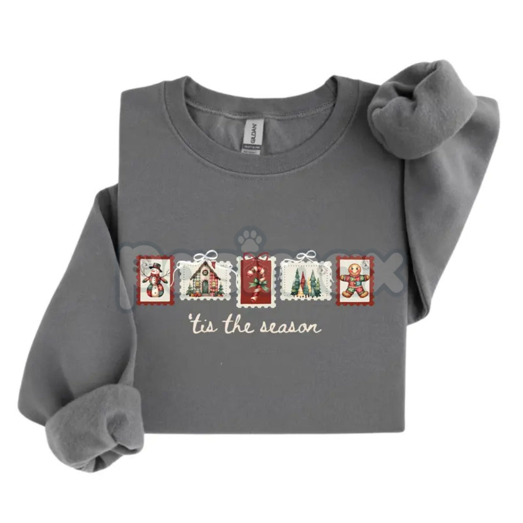 Pasimax Retro Winter Stamp Sweatshirt | Vintage Holiday Postal Jumper | Nostalgic Christmas Mail Crewneck | Philately Gift — 