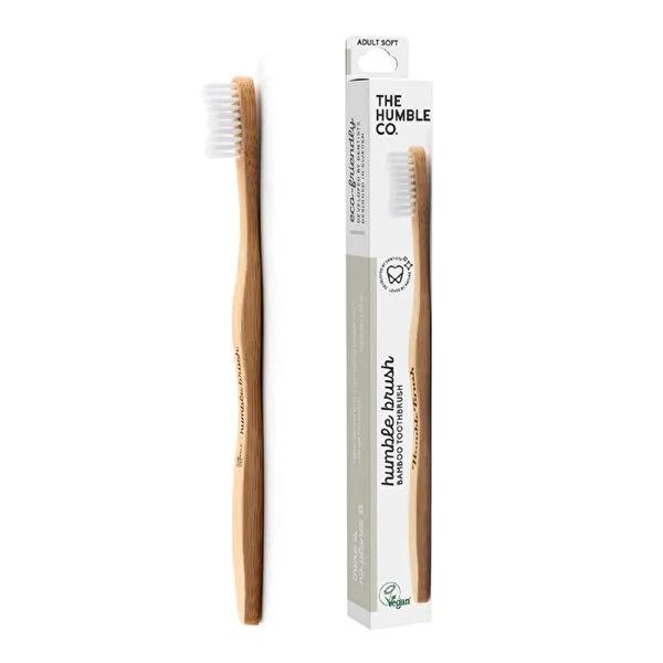 Humble Brush Bamboo Toothbrush Adult White Soft - Eco-Friendly & Sustainable Oral Care
