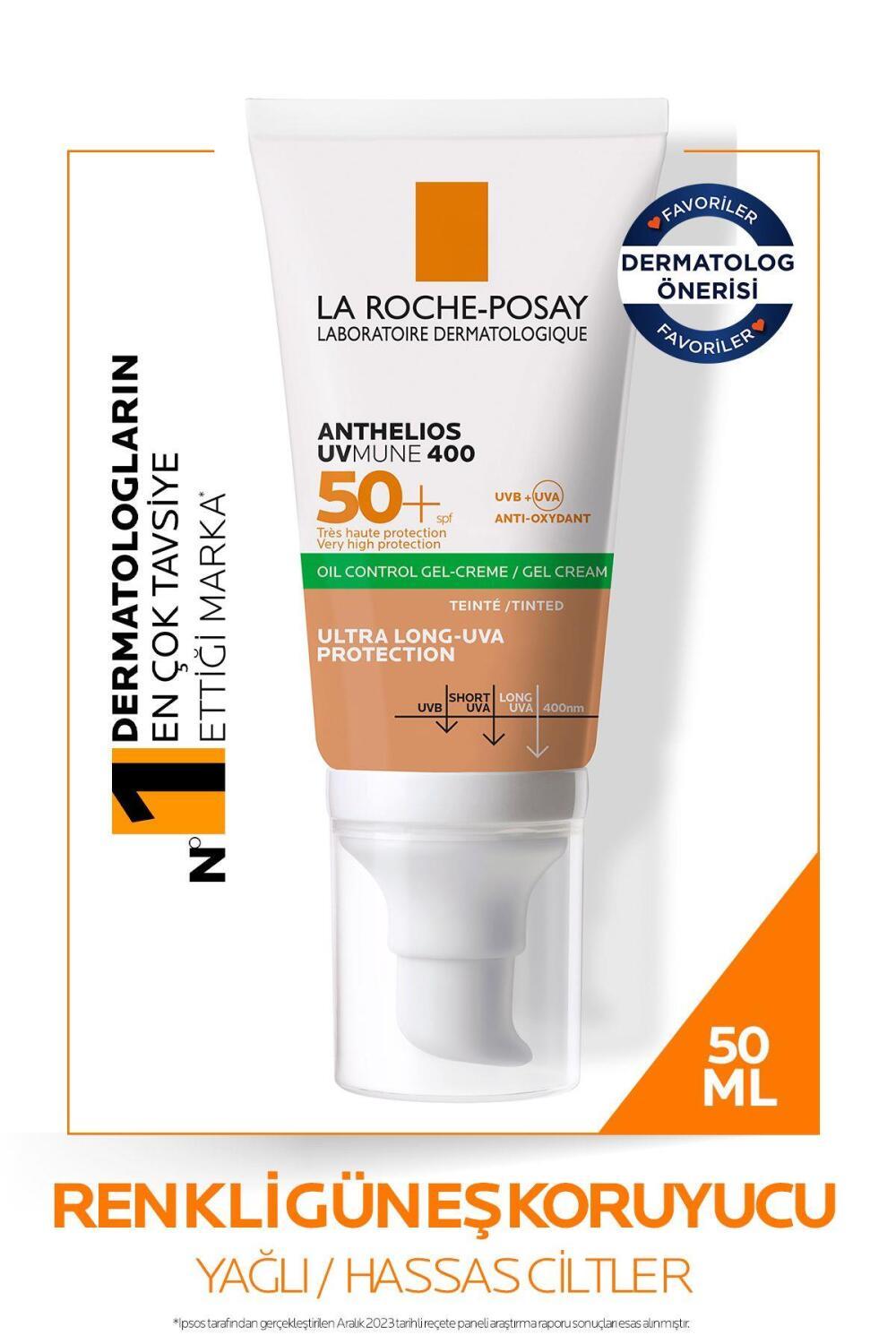 La Roche-Posay Tinted Sunscreen Gel-Cream SPF 50+ - Oil Control, Matte Finish for Sensitive Skin