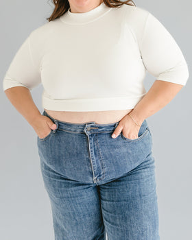 HALFTEE Layering Fashions Ribbed Mock Elbow