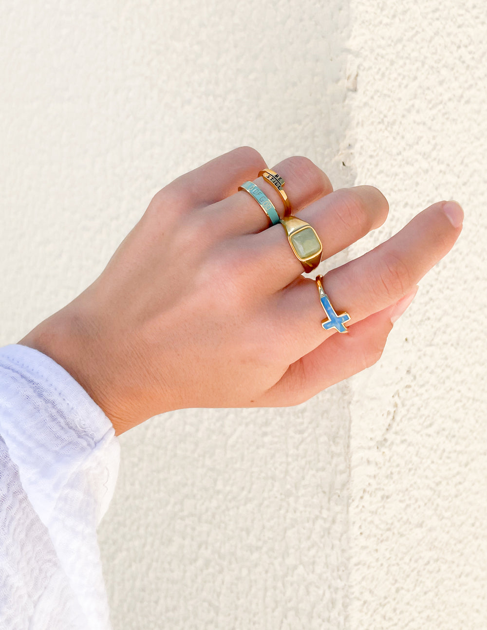 Elevated Faith Be Still Ring — side view