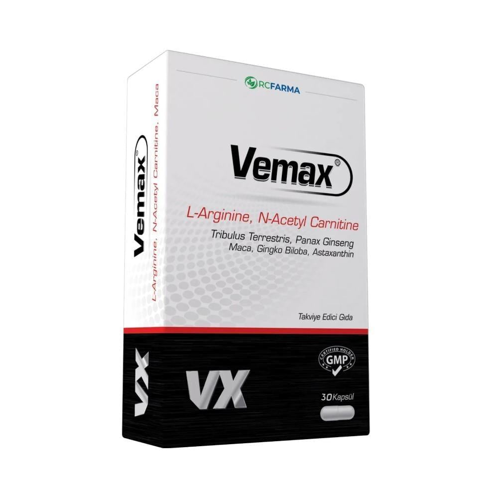 Vemax: Herbal Supplement - L-Arginine, Acetyl L-Carnitine, Zinc, CoQ10 - 30 Halal Capsules