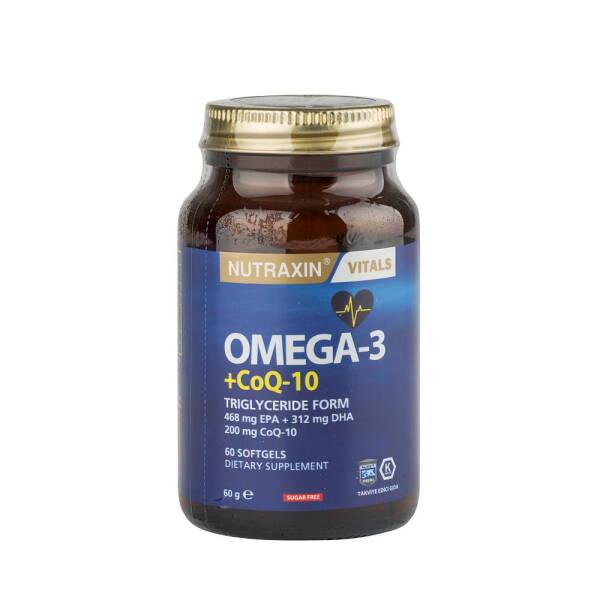 Nutraxin Omega-3 + CoQ-10 Dietary Supplement for Heart Health Support - 60 Softgel Capsules