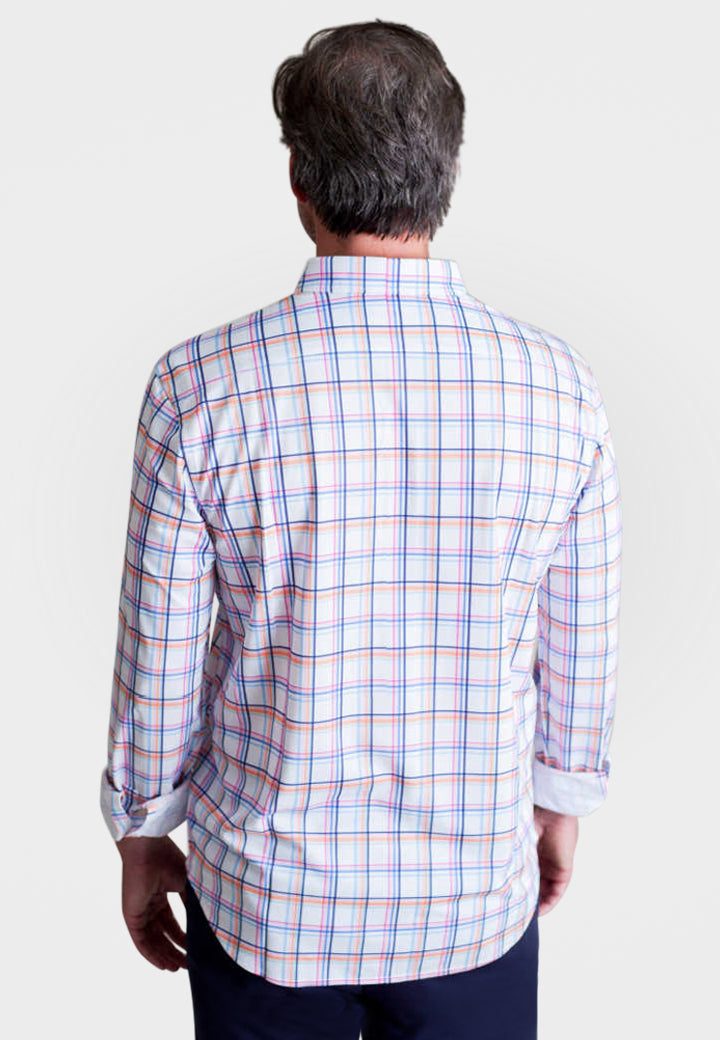 Buki Rob Plaid Long Sleeve Tech Shirt — detail close-up
