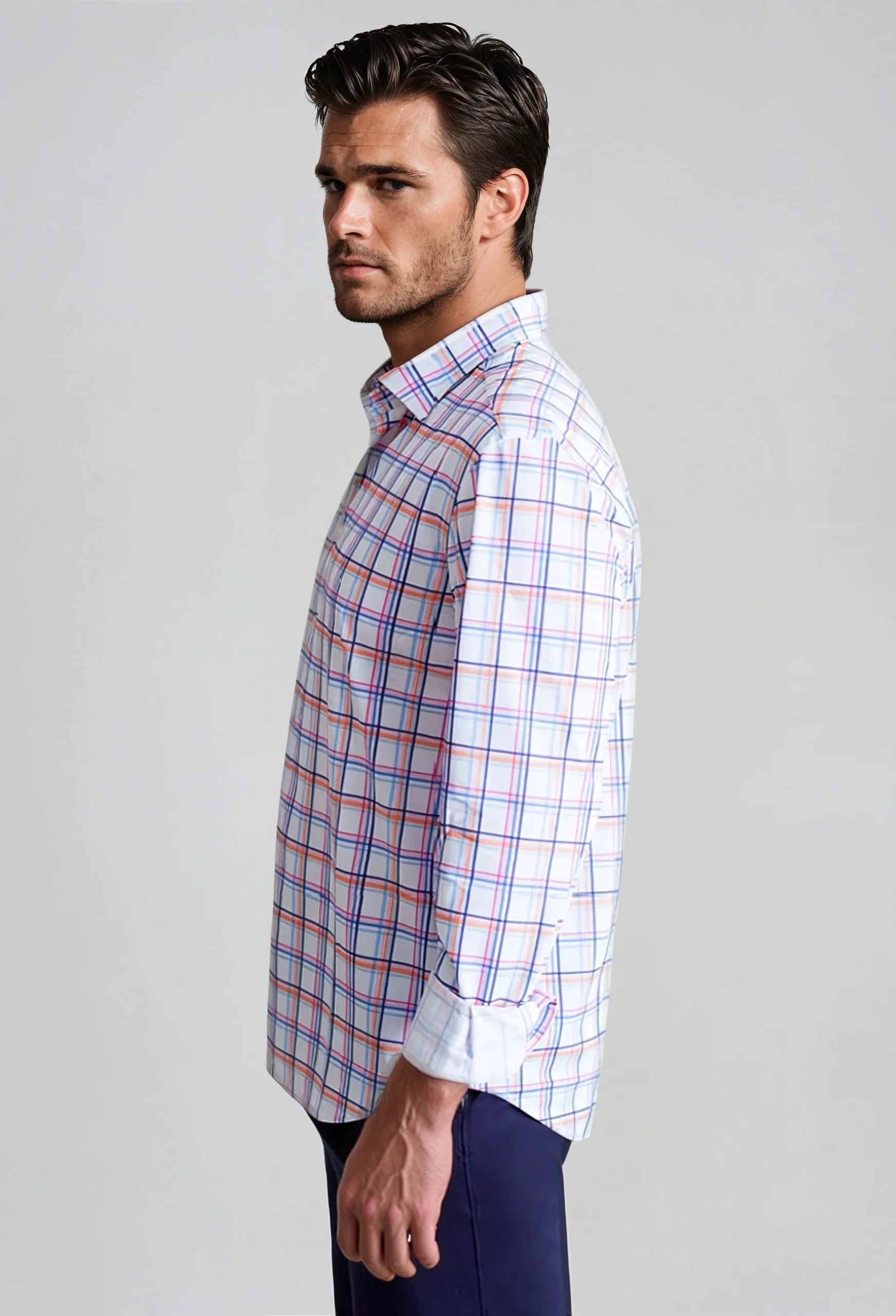 Buki Rob Plaid Long Sleeve Tech Shirt — side view