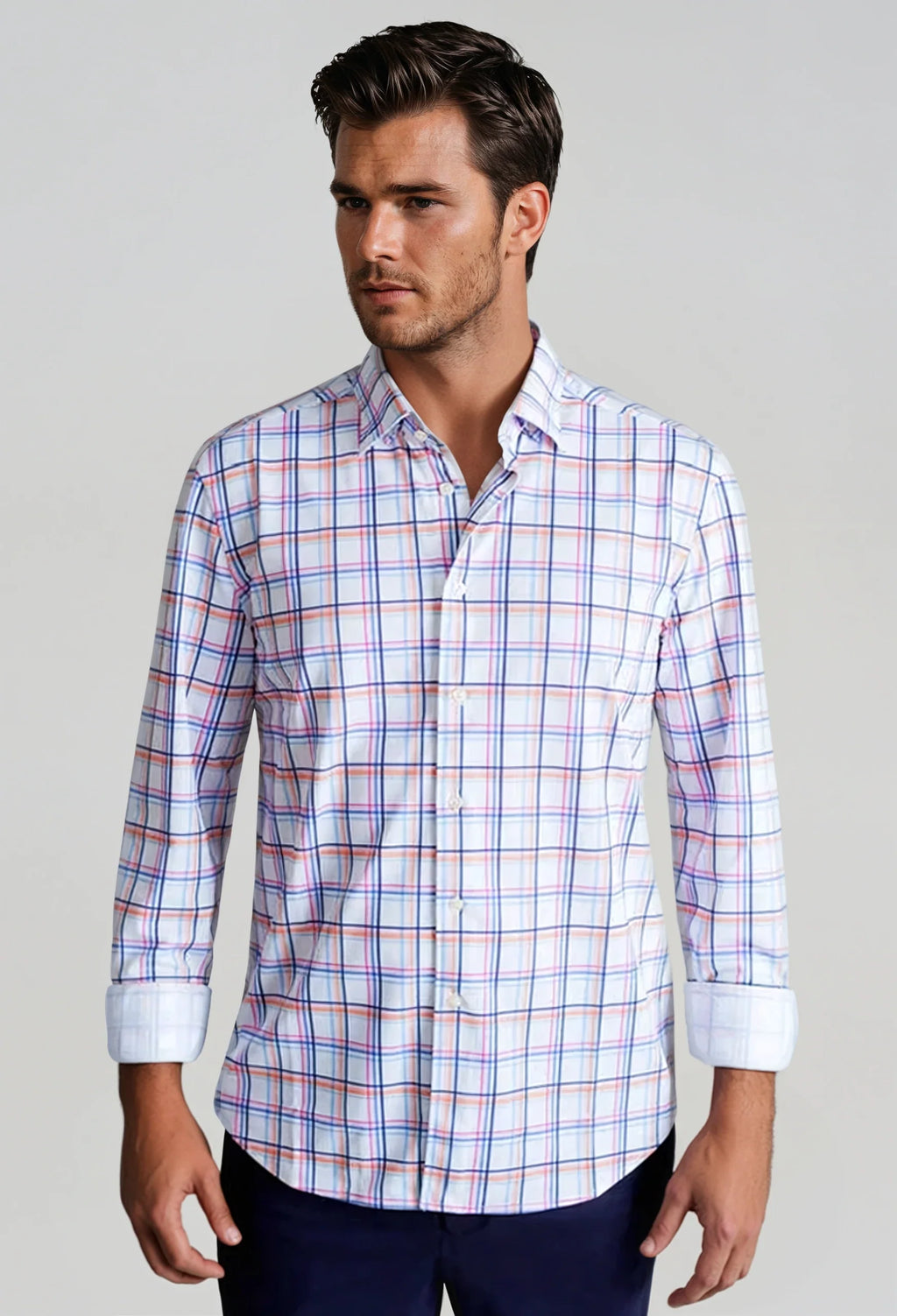Buki Rob Plaid Long Sleeve Tech Shirt — lifestyle context