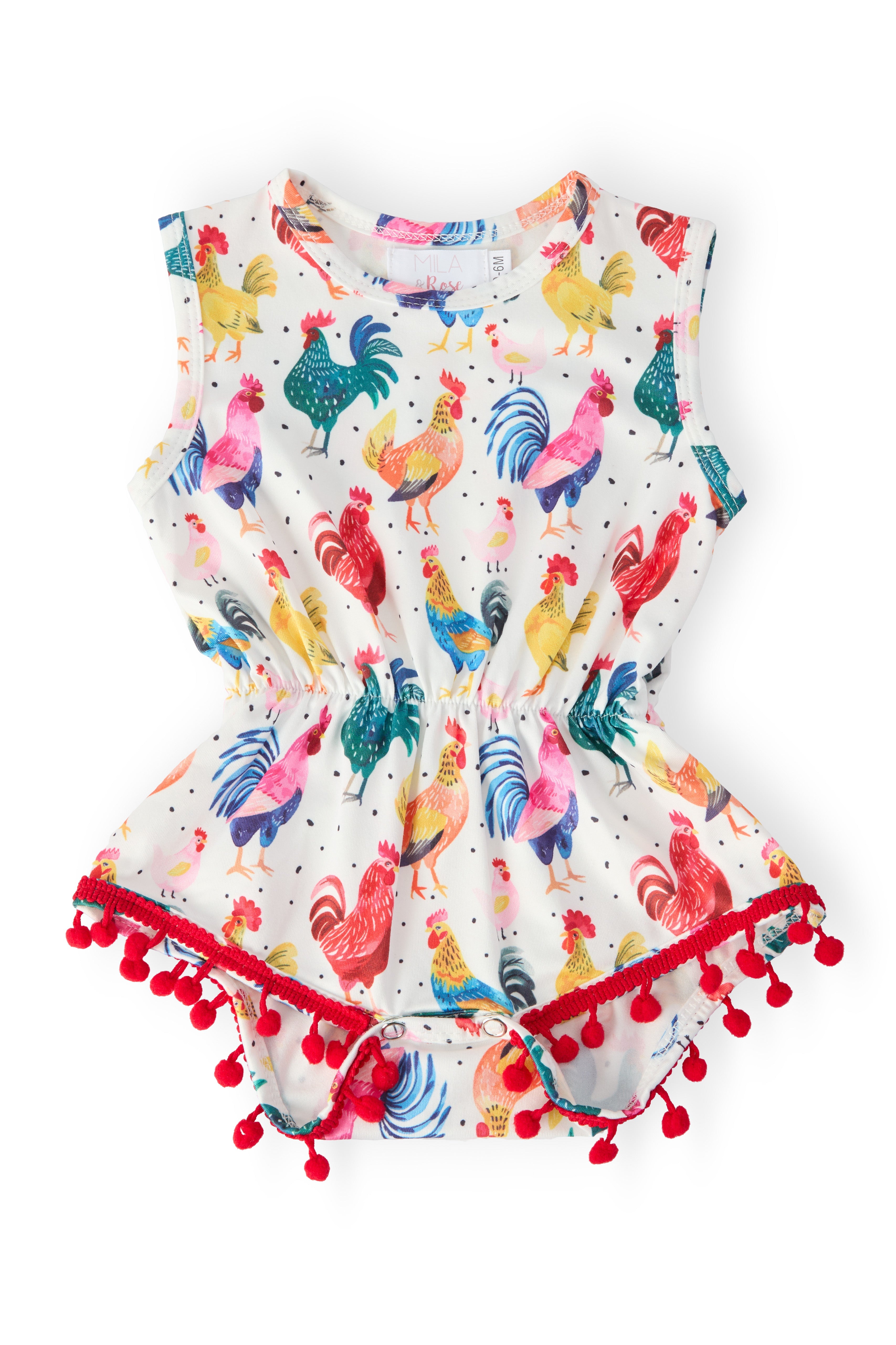 Mila & Rose ® Rooster Pom Pom Romper — main product shot