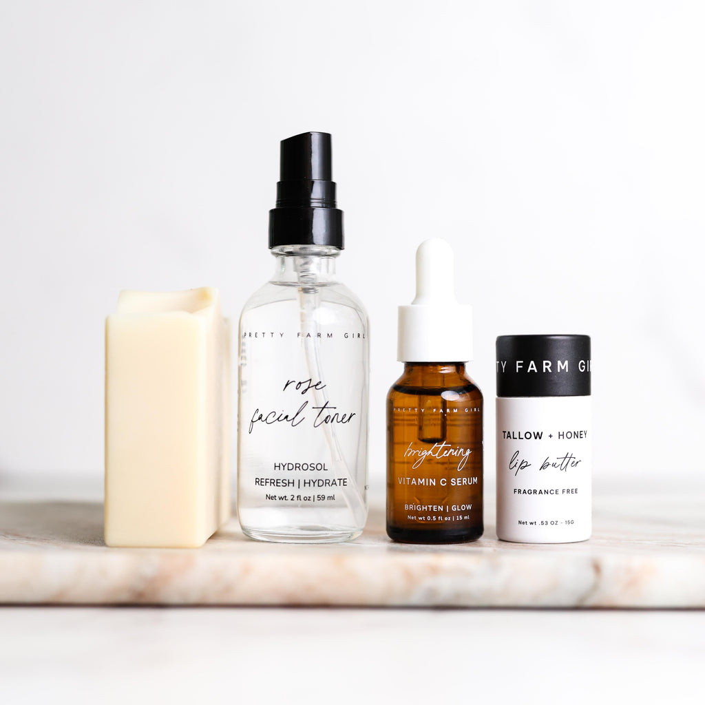 Pretty farm girl Rooted and Ready: Travel-Size Skincare Essentials Kit — detail close-up