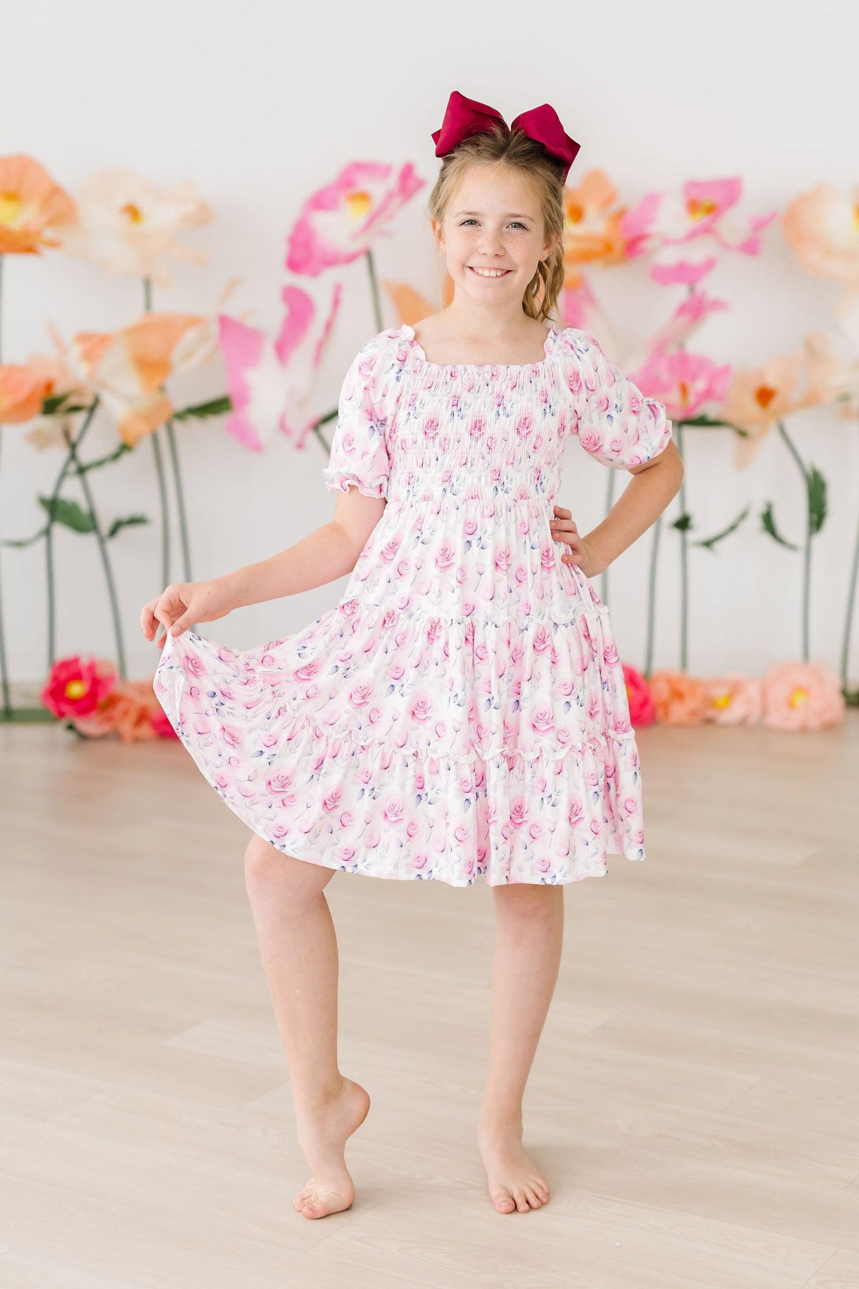 Mila & Rose ® Rose Garden Smocked Ruffle Dress — size reference