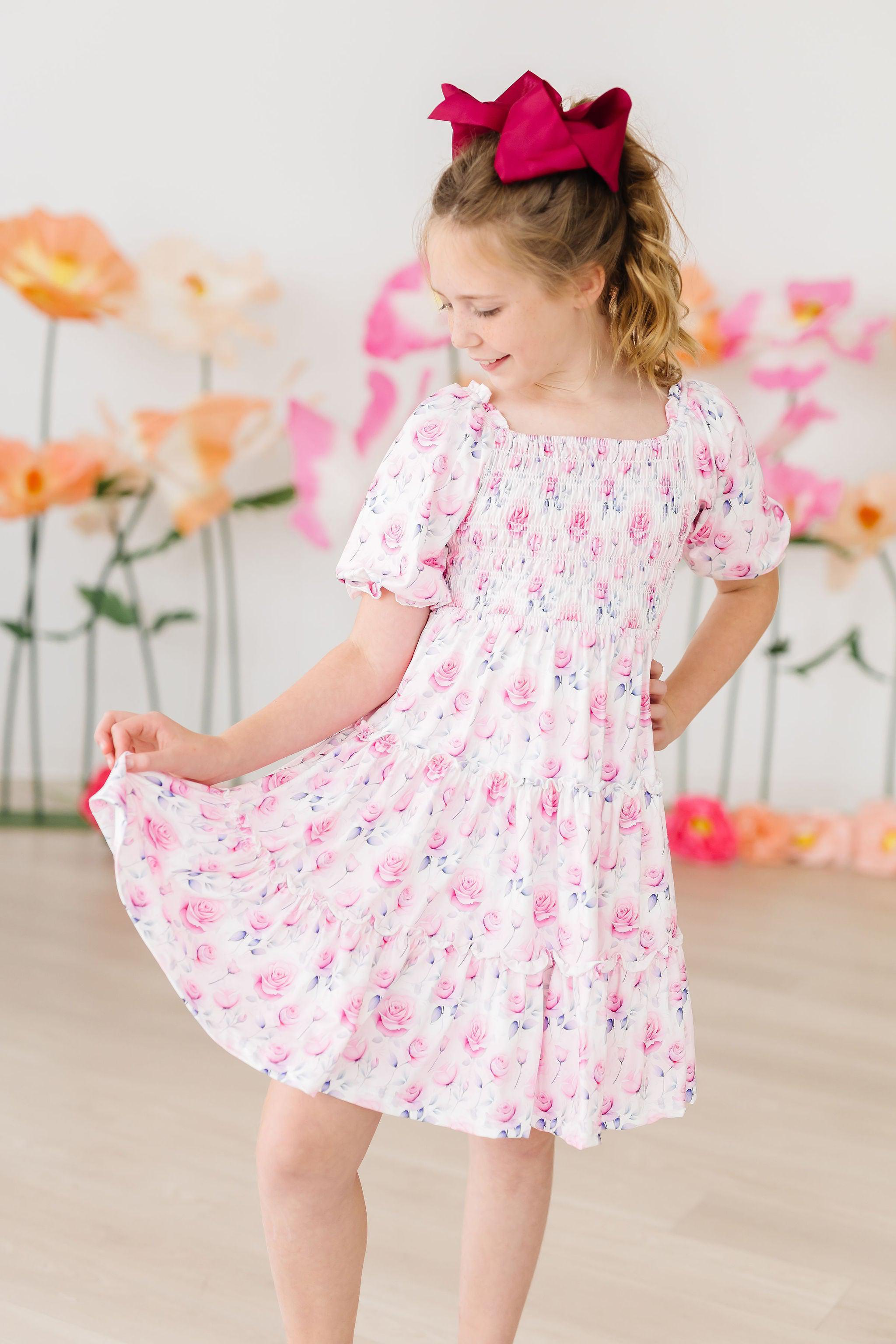 Mila & Rose ® Rose Garden Smocked Ruffle Dress — main product shot