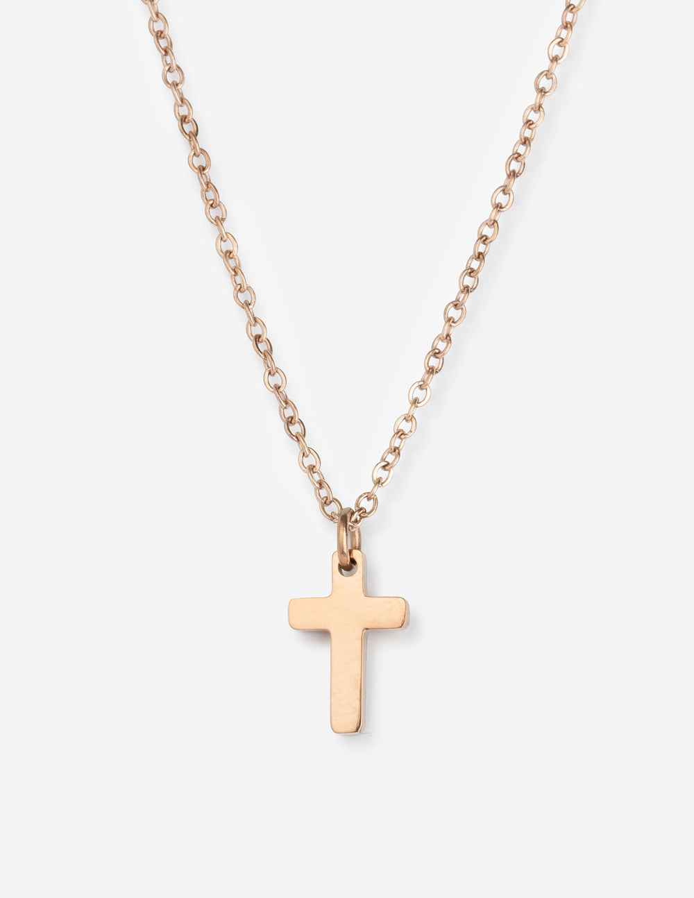 Elevated Faith Rose Gold Cross Necklace — main product shot