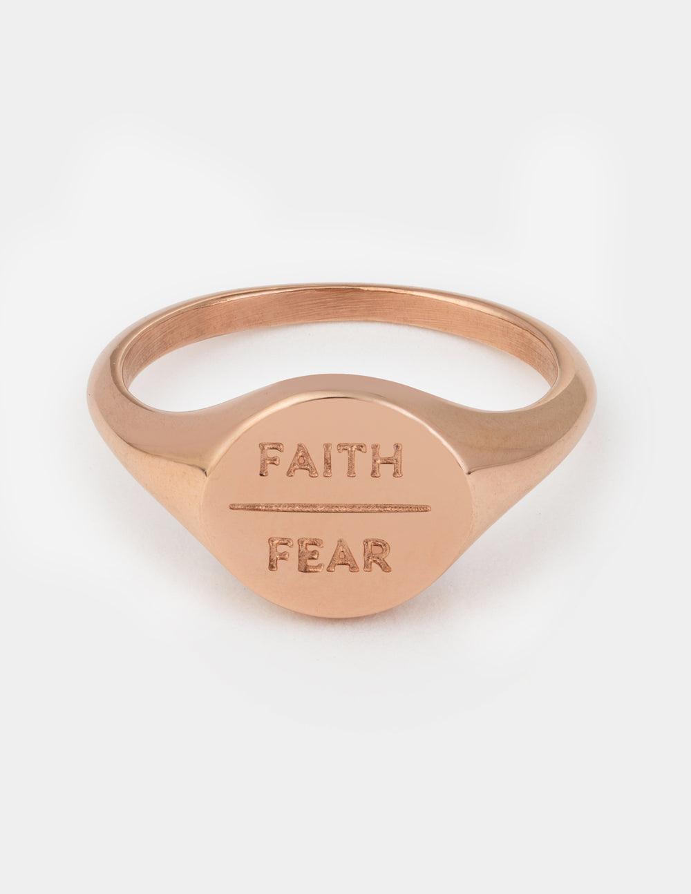 Elevated Faith Rose Gold Faith Over Fear Ring — main product shot
