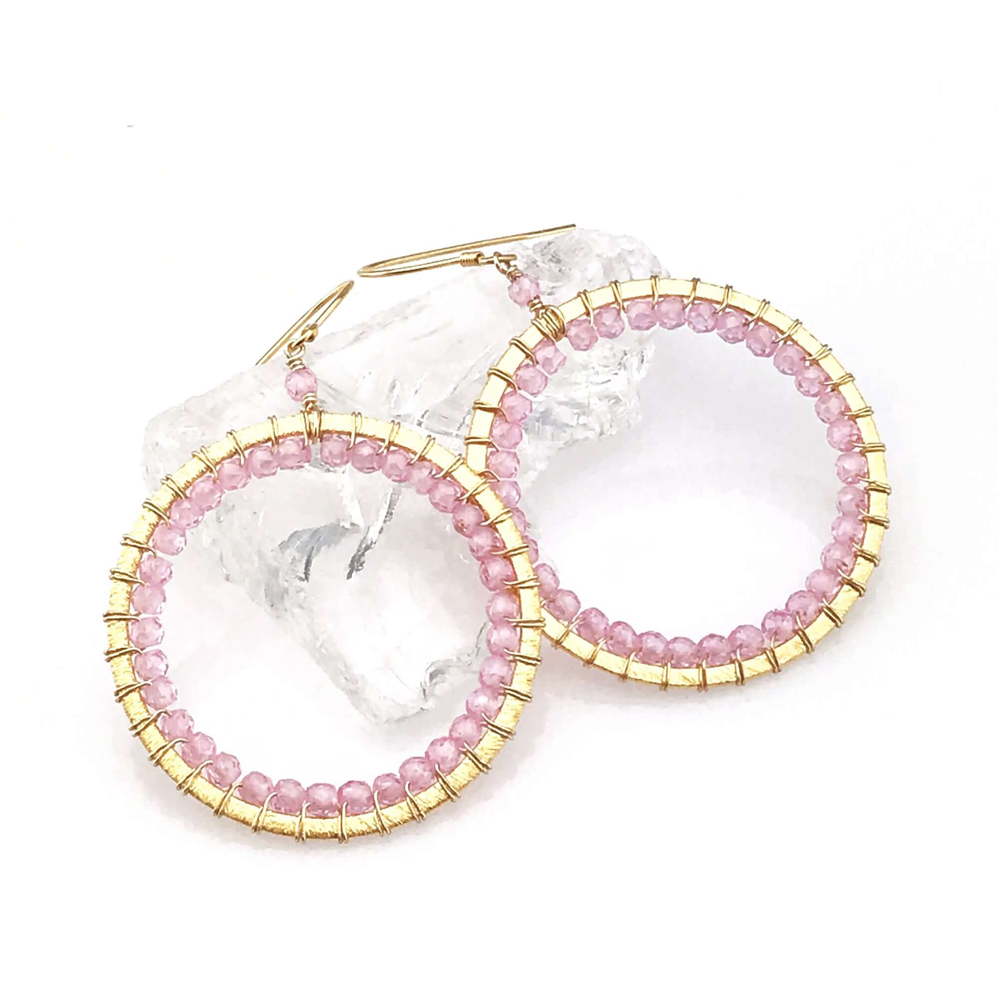 PARKEN JEWELRY Black Spinel Halo Earrings — back view