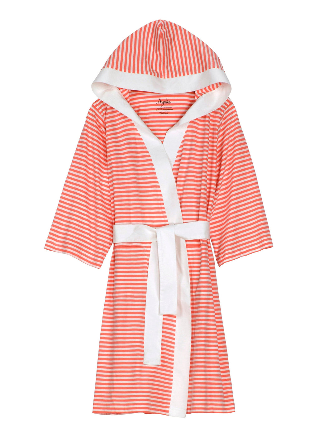 Seaside Serenity Stripe Organic Hooded Short Robe – Pure Fiber, view 8