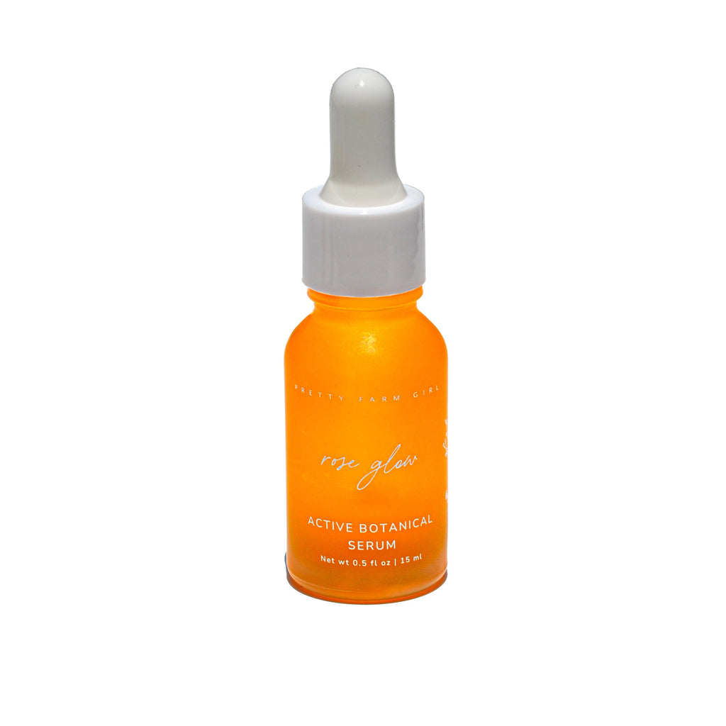 Pretty farm girl Rose Glow Anti-Aging Face Serum — back view