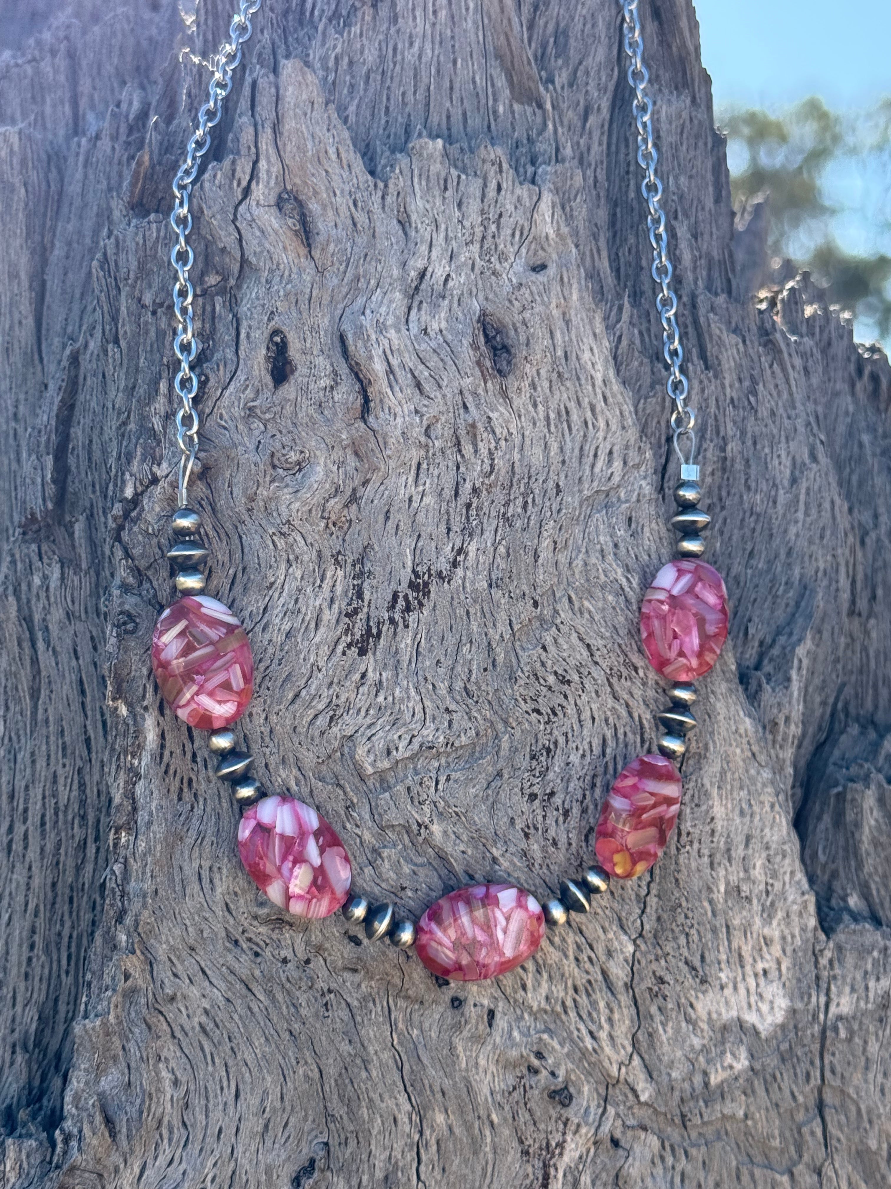 Wild Junkie Rosewood Mosaic Beaded Chain Necklace — main product shot