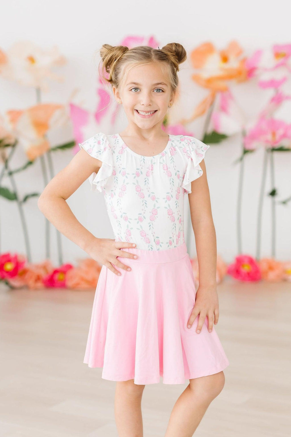 Mila & Rose ® Rosie Posie S/S Flutter Sleeve Leotard — lifestyle context