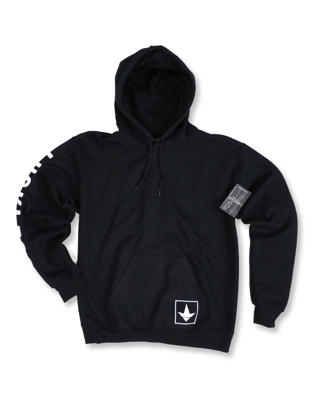 Luckless Outfitters Rough Hands Stack Bands Hoodie — detail close-up