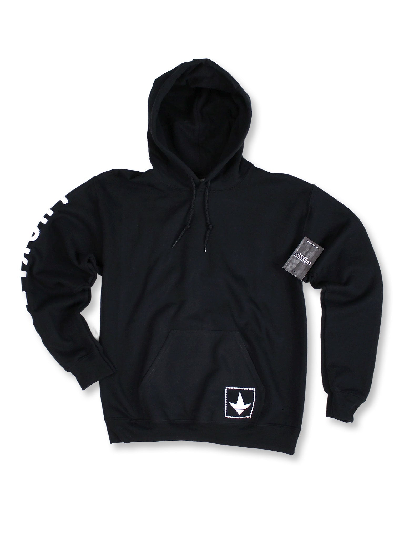 Luckless Outfitters Rough Hands Stack Bands Hoodie — detail close-up