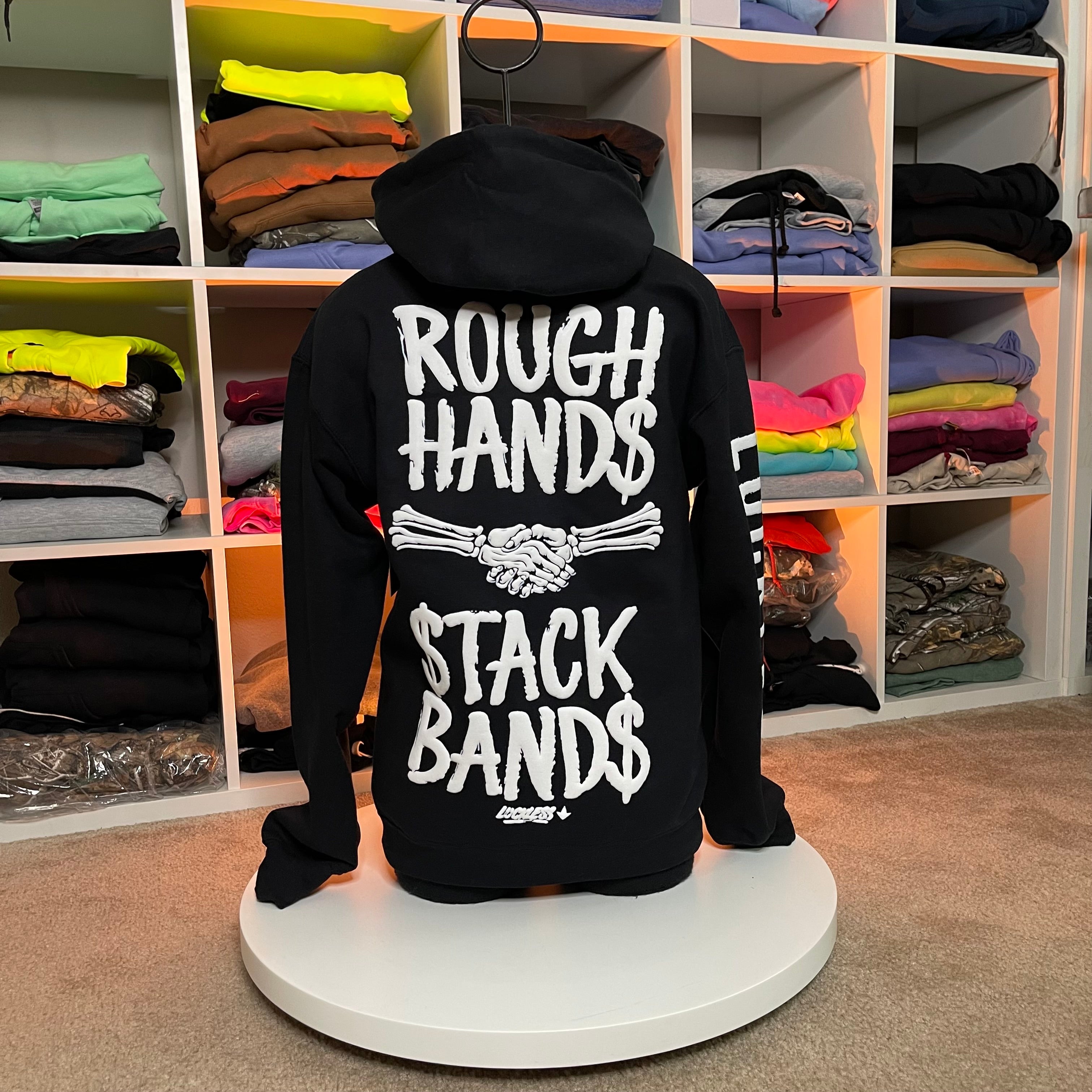 Luckless Outfitters Rough Hands Stack Bands Hoodie — side view