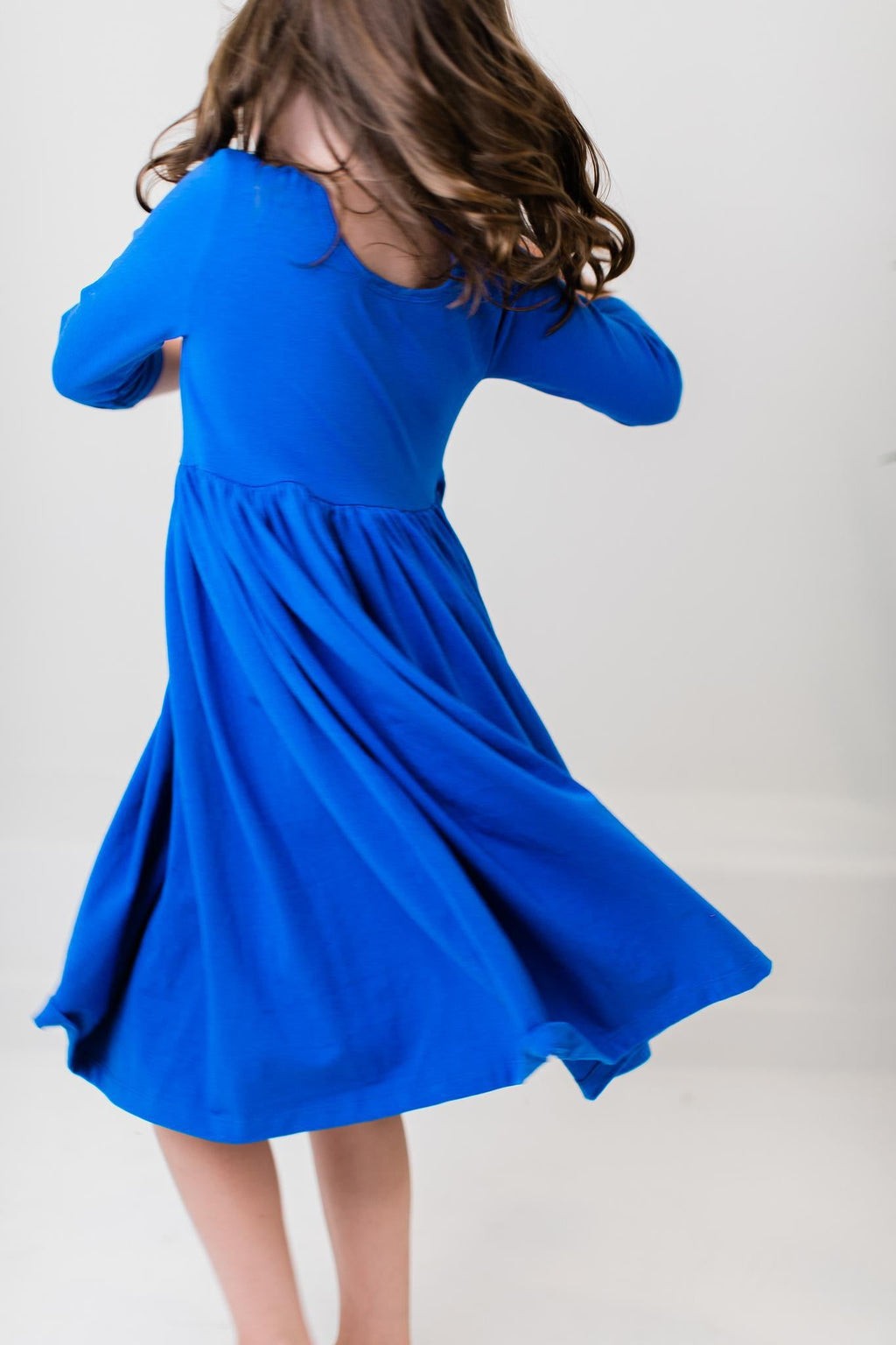 Mila & Rose ® Royal Blue 3/4 Sleeve Pocket Twirl Dress — back view