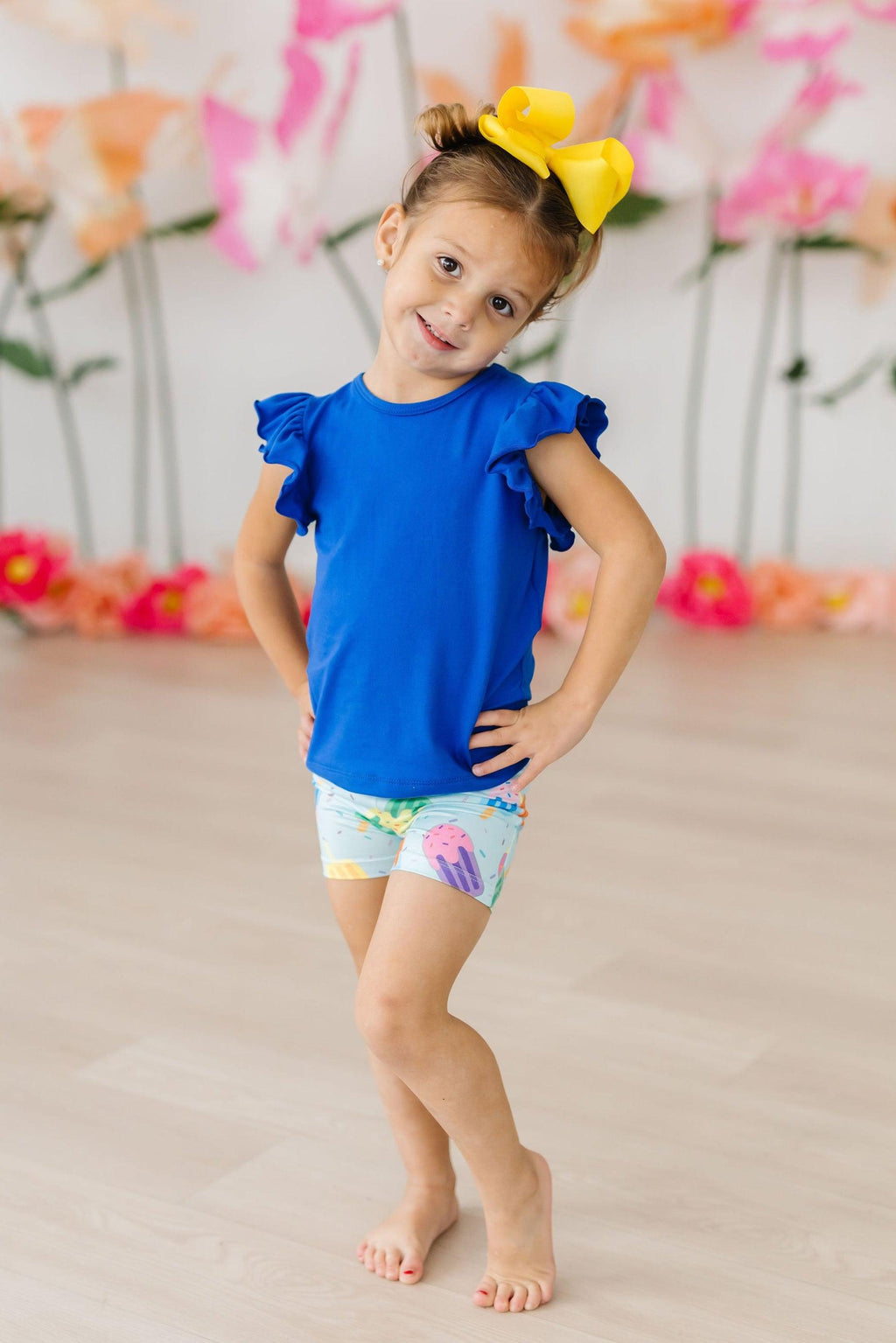 Mila & Rose ® Royal Blue S/S Ruffle Tee — detail close-up