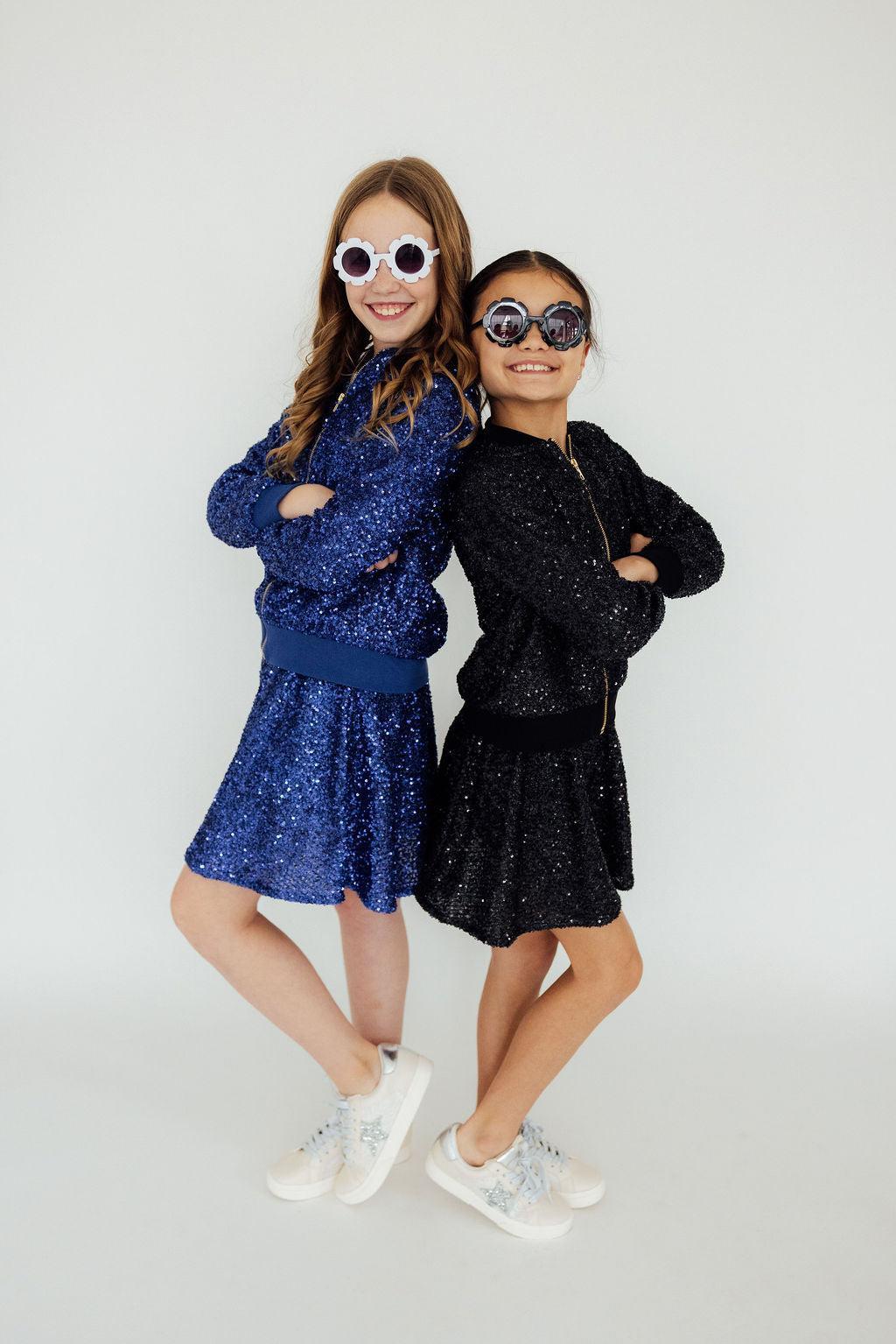 Mila & Rose ® Royal Blue Sequin Jacket — side view