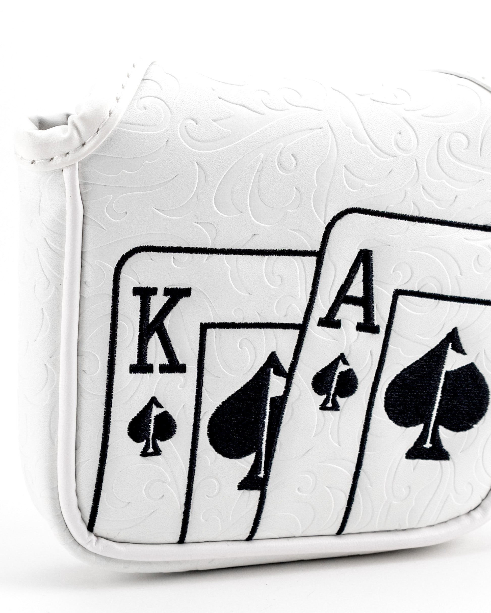 Pins and Aces White Out Ace of Spades - Mallet Putter Cover — in-use photo