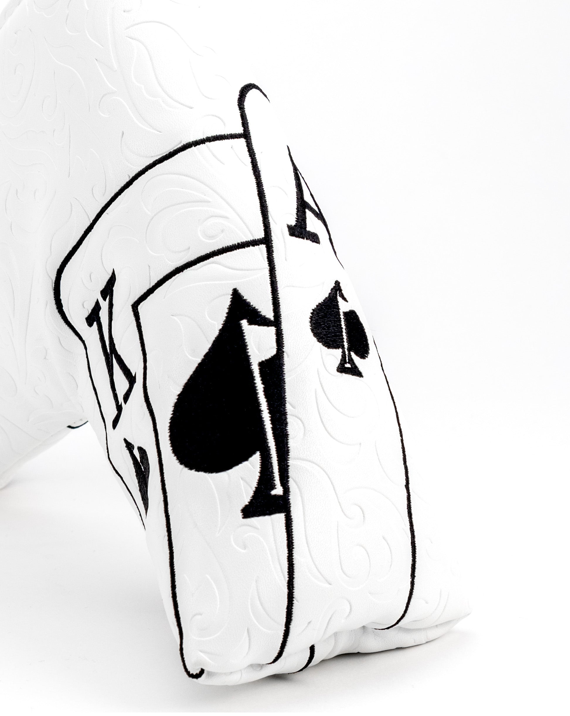 Pins and Aces White Out Ace of Spades - Blade Putter Cover — in-use photo