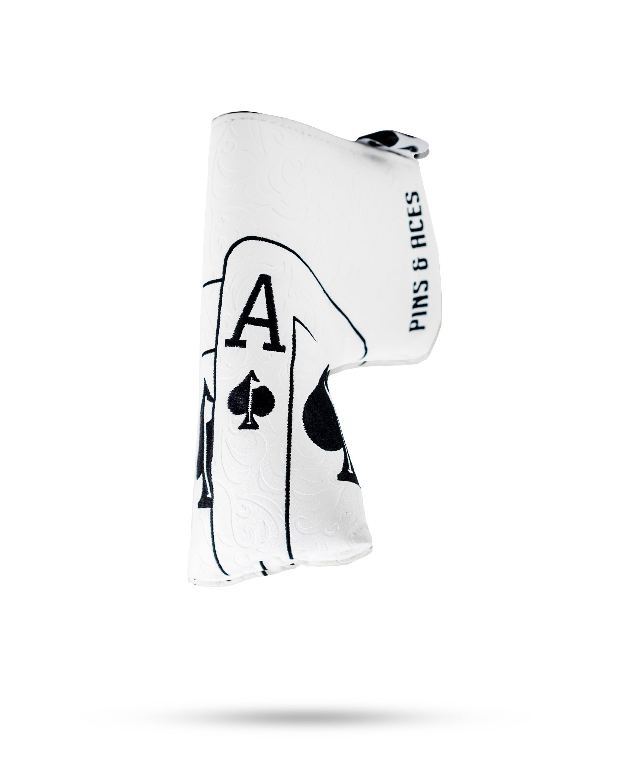 Pins and Aces White Out Ace of Spades - Blade Putter Cover — main product shot