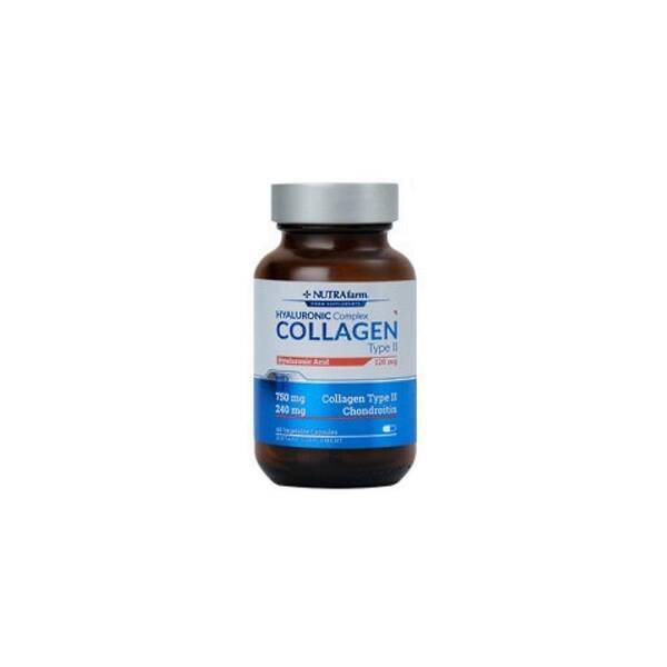 Nutrafarm Hyaluronic Acid Supplement - 60mg Hyaluronic Acid, Hydrolyzed Collagen Type II, Chondroitin Sulfate for Joint Health & Skin Hydration - 60 Capsules