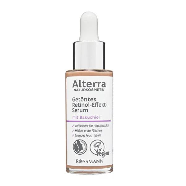 Alterra Vegan Retinol Alternative Serum with Bakuchiol & Organic Aloe Vera - Tinted Anti-Aging Formula for Fine Lines & Hydration
