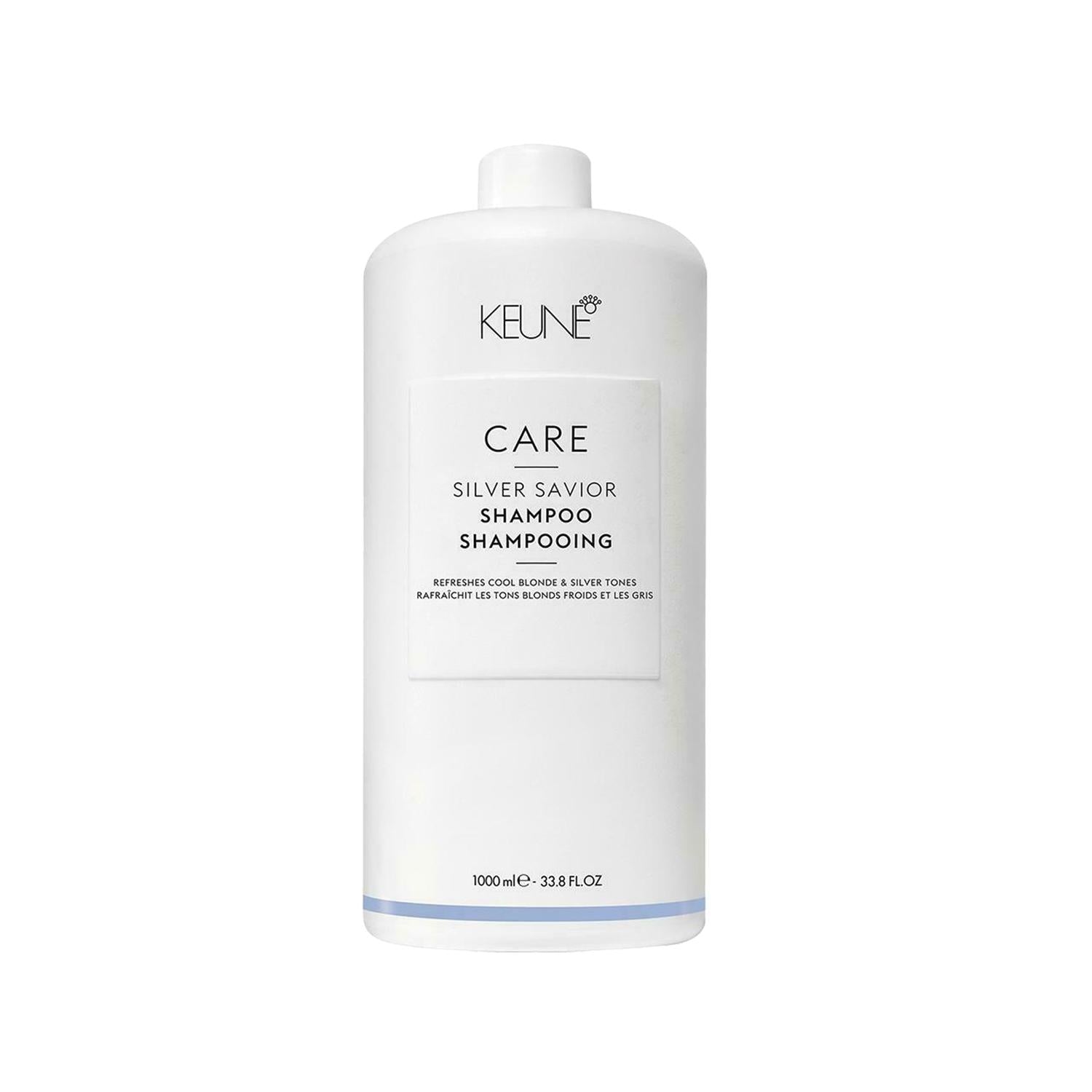 Keune Silver Savior Purple Shampoo for Gray, White, and Platinum Hair - 1000ml - Neutralizes Brassy Tones
