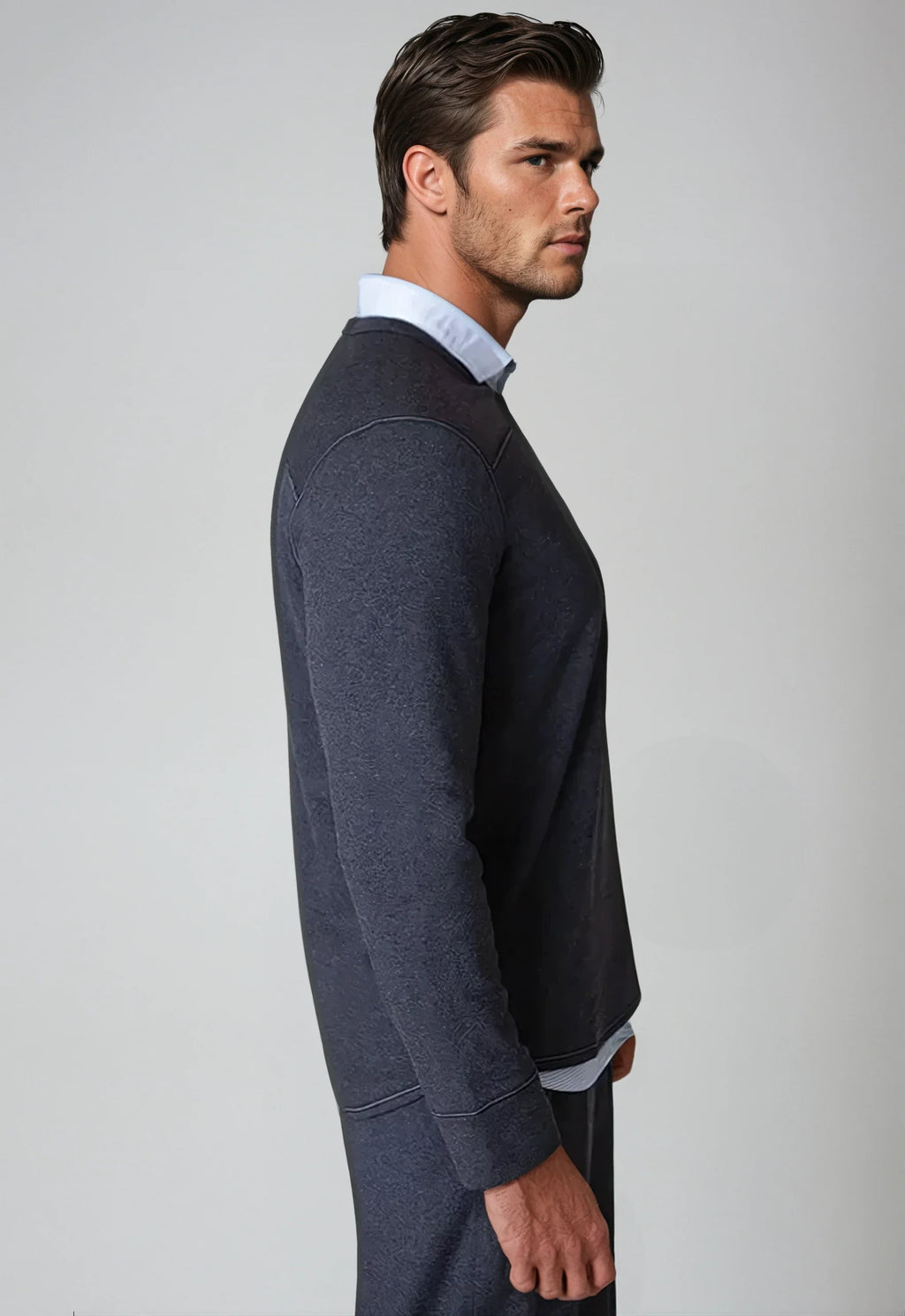Buki Rugvee Pullover V-Neck Sweatshirt - Charcoal Grey — lifestyle context