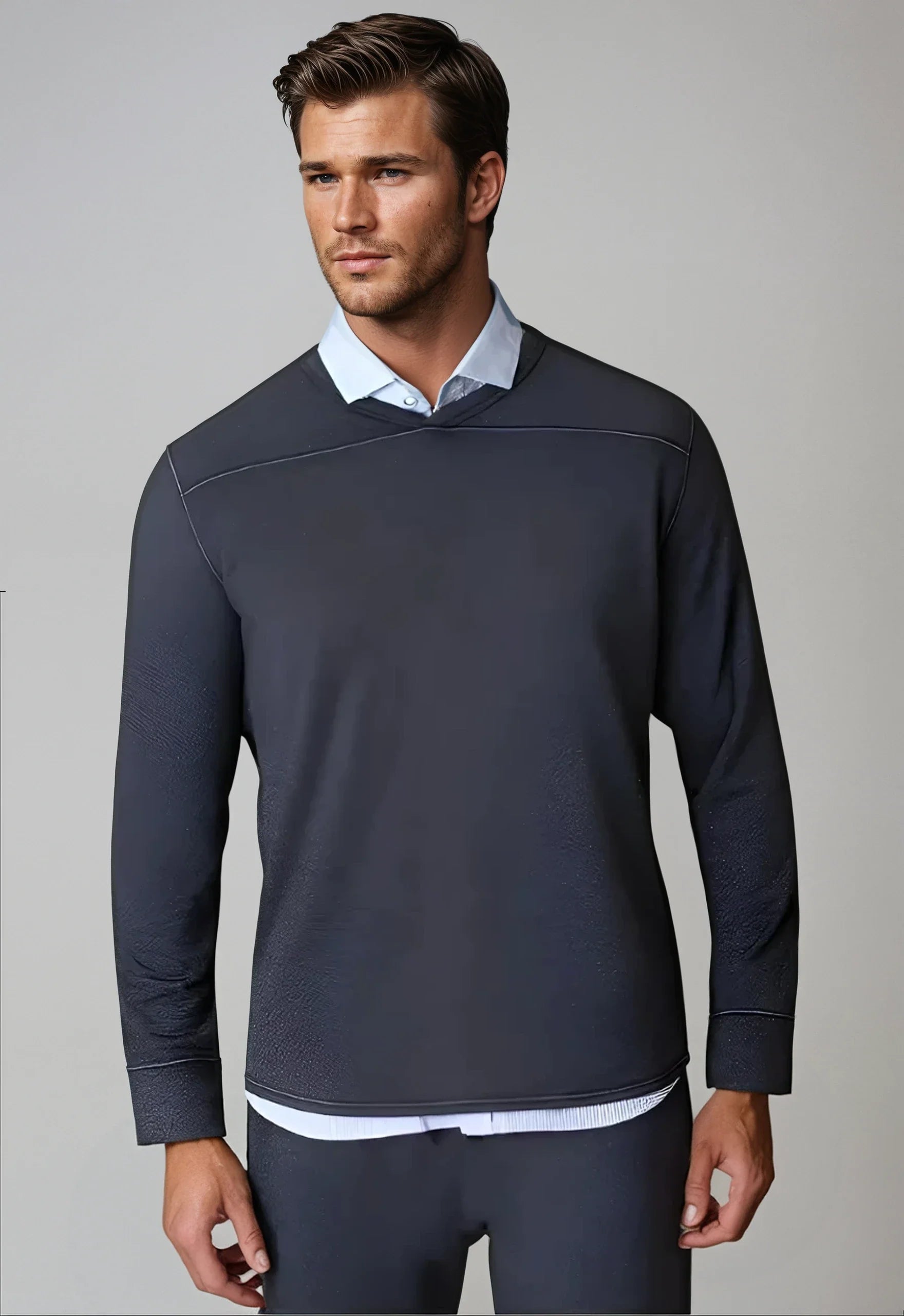 Buki Rugvee Pullover V-Neck Sweatshirt - Charcoal Grey — main product shot
