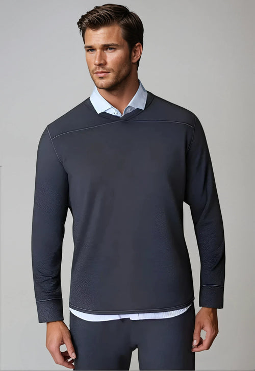 Buki Rugvee Pullover V-Neck Sweatshirt - Charcoal Grey — main product shot