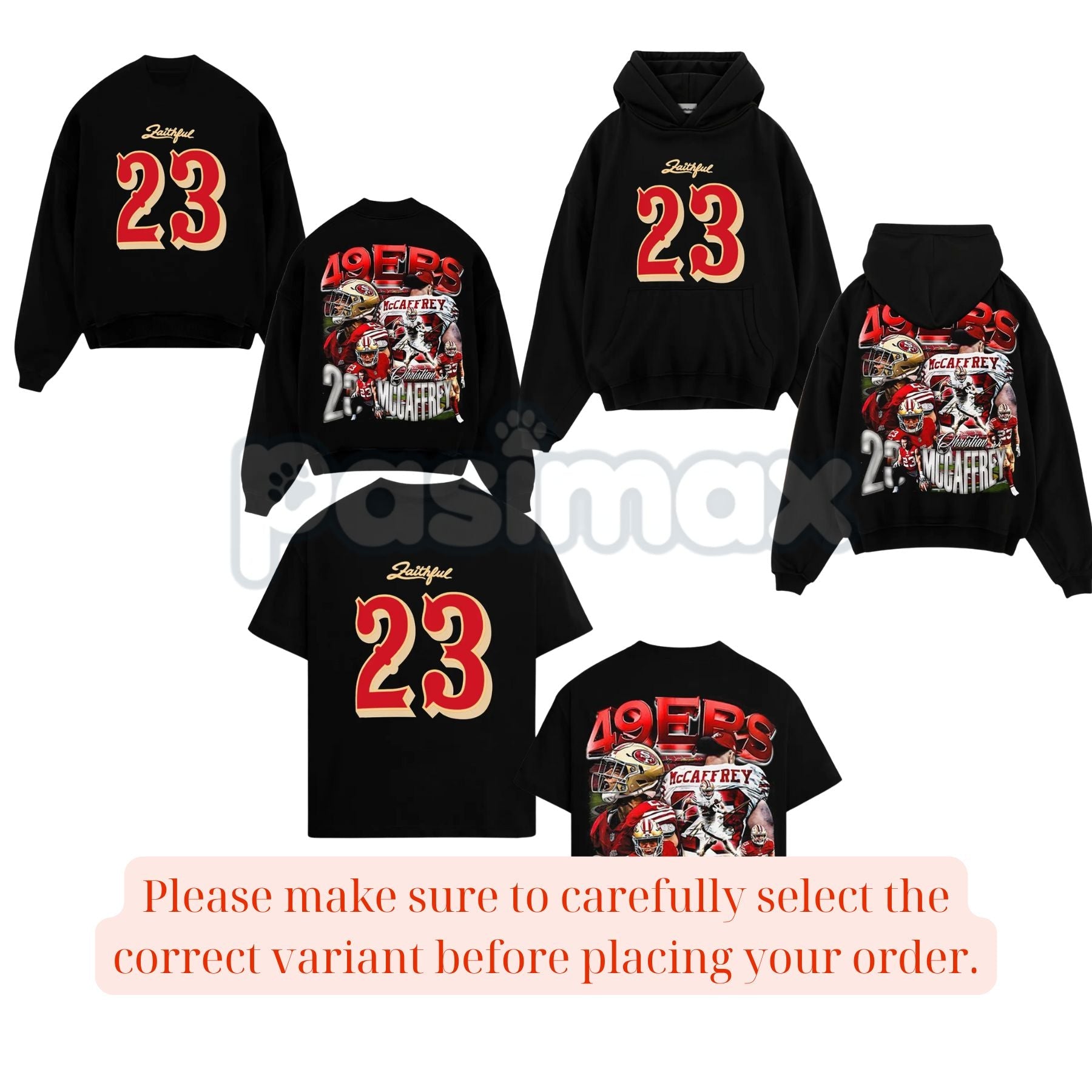 Pasimax Run CMC Christian McCaffrey 23 "The Faithful" Game Day Cotton Hoodie – Fan Pullover & T-Shirt Style Apparel, Unisex —