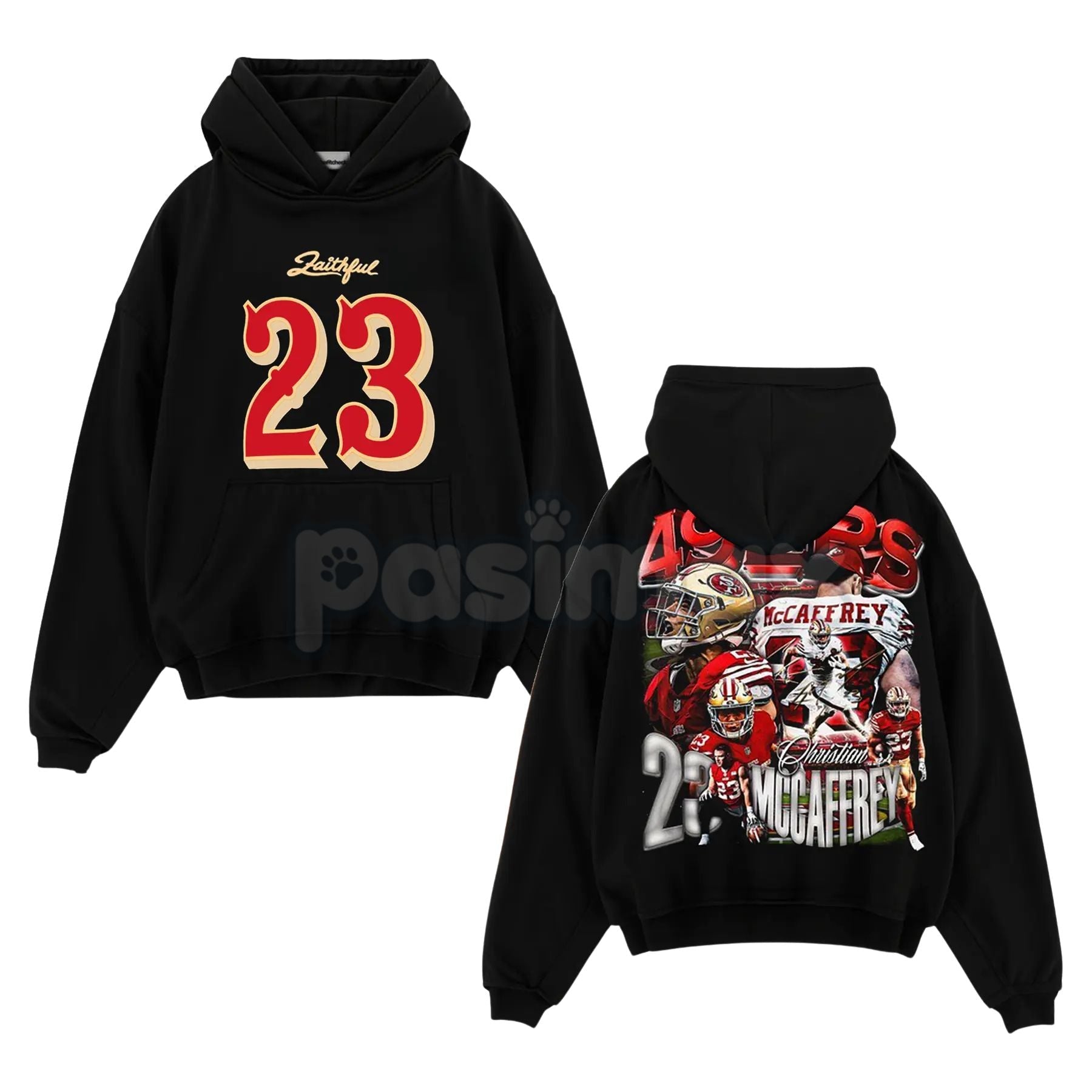 Pasimax Run CMC Christian McCaffrey 23 "The Faithful" Game Day Cotton Hoodie – Fan Pullover & T-Shirt Style Apparel, Unisex —