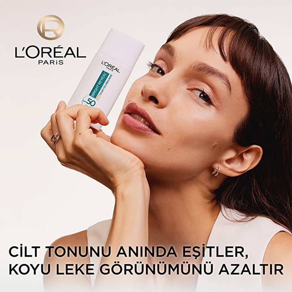 Loreal Paris Bright Reveal SPF 50+ Anti-Dark Spot Colored Fluid Daily Face Sunscreen 50ml - Light