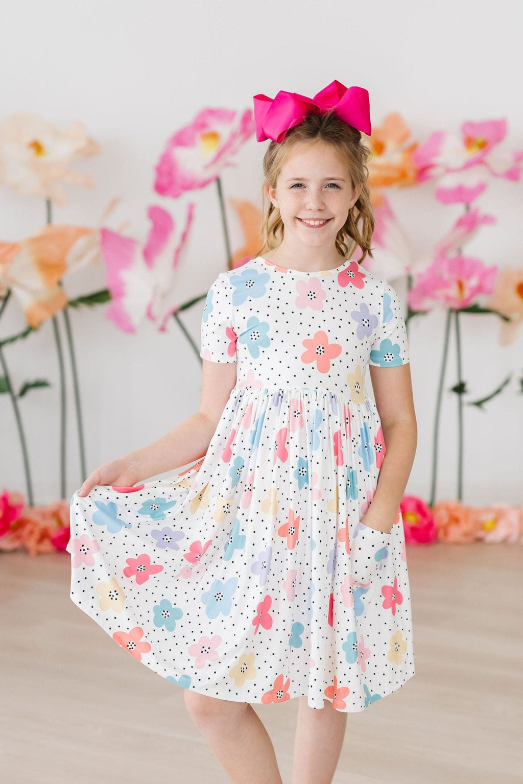 Mila & Rose ® Dots & Daisies S/S Pocket Twirl Dress — lifestyle context