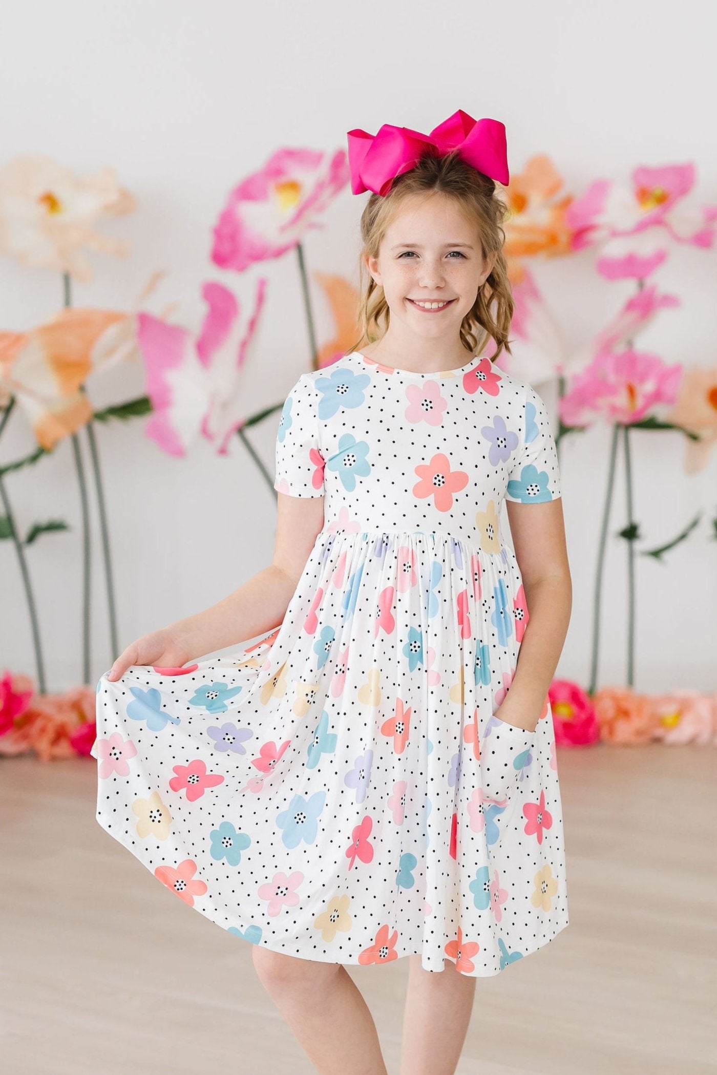Mila & Rose ® Dots & Daisies S/S Pocket Twirl Dress — lifestyle context