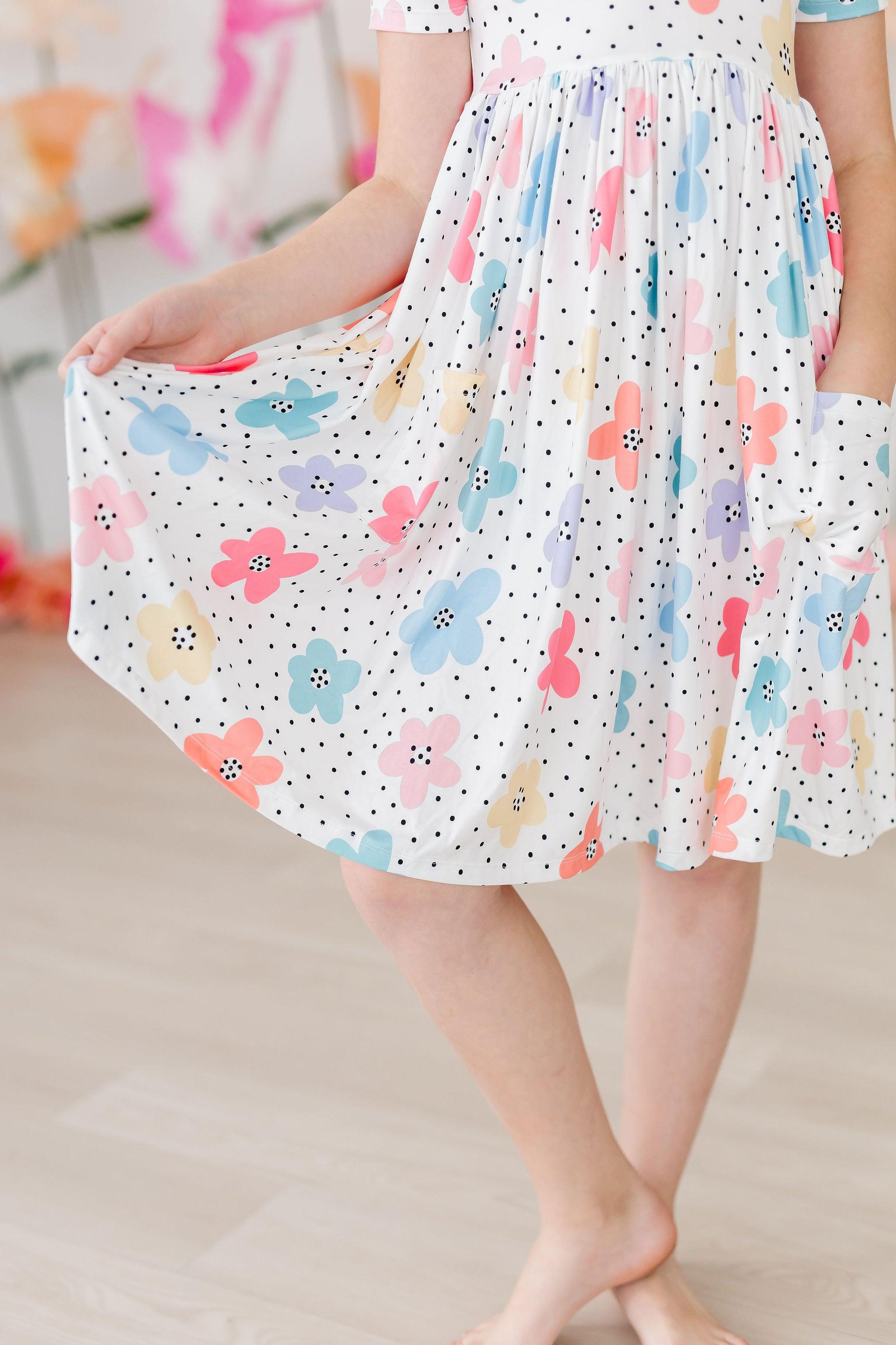 Mila & Rose ® Dots & Daisies S/S Pocket Twirl Dress — side view