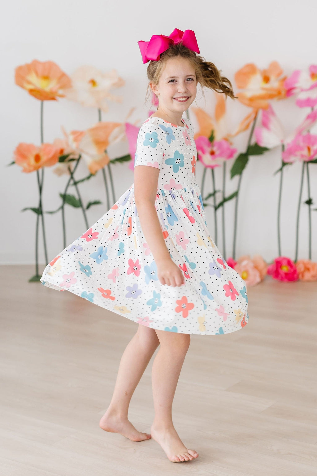 Mila & Rose ® Dots & Daisies S/S Pocket Twirl Dress — back view