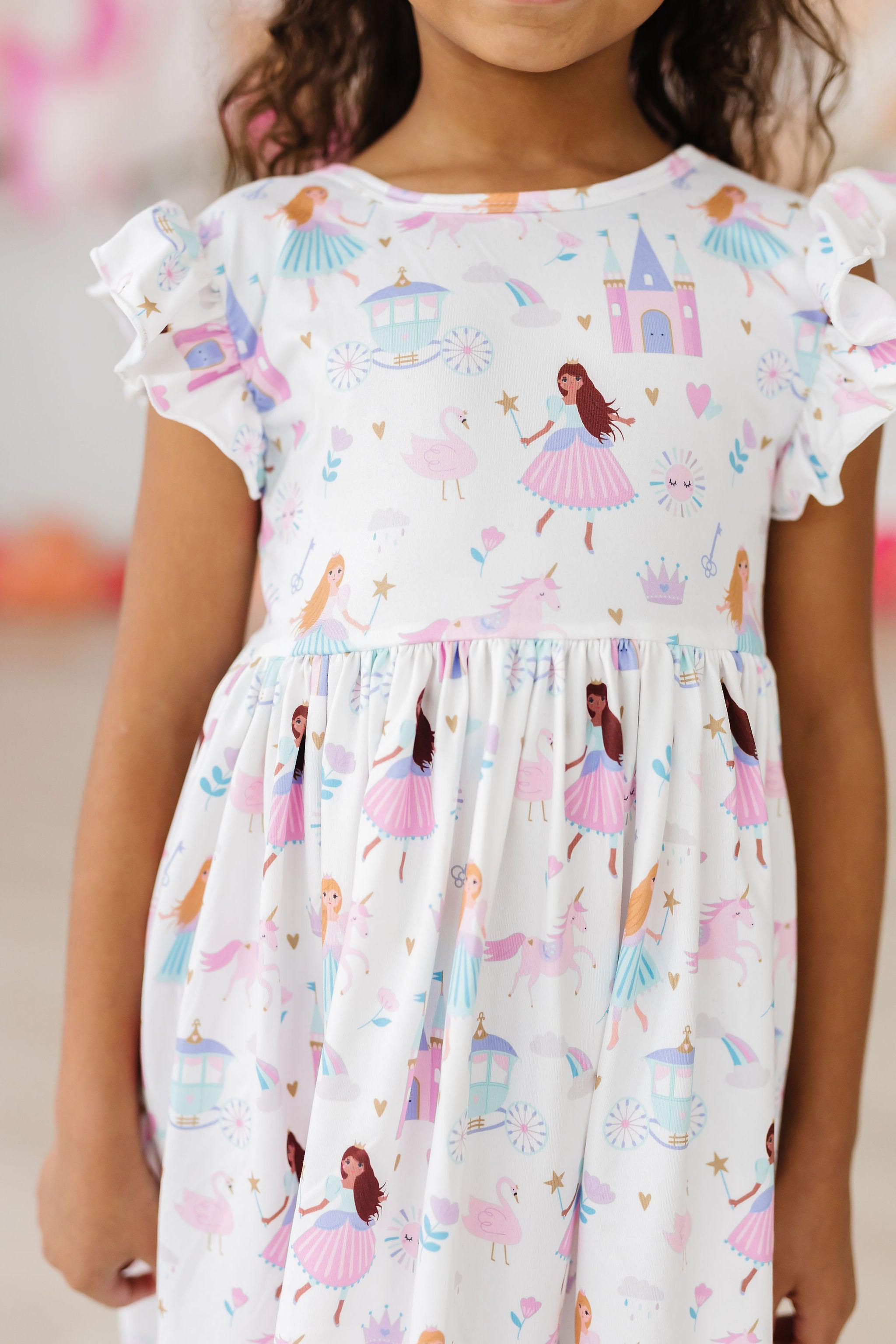 Mila & Rose ® Fairy Princess Flutter Sleeve Twirl Dress — detail close-up