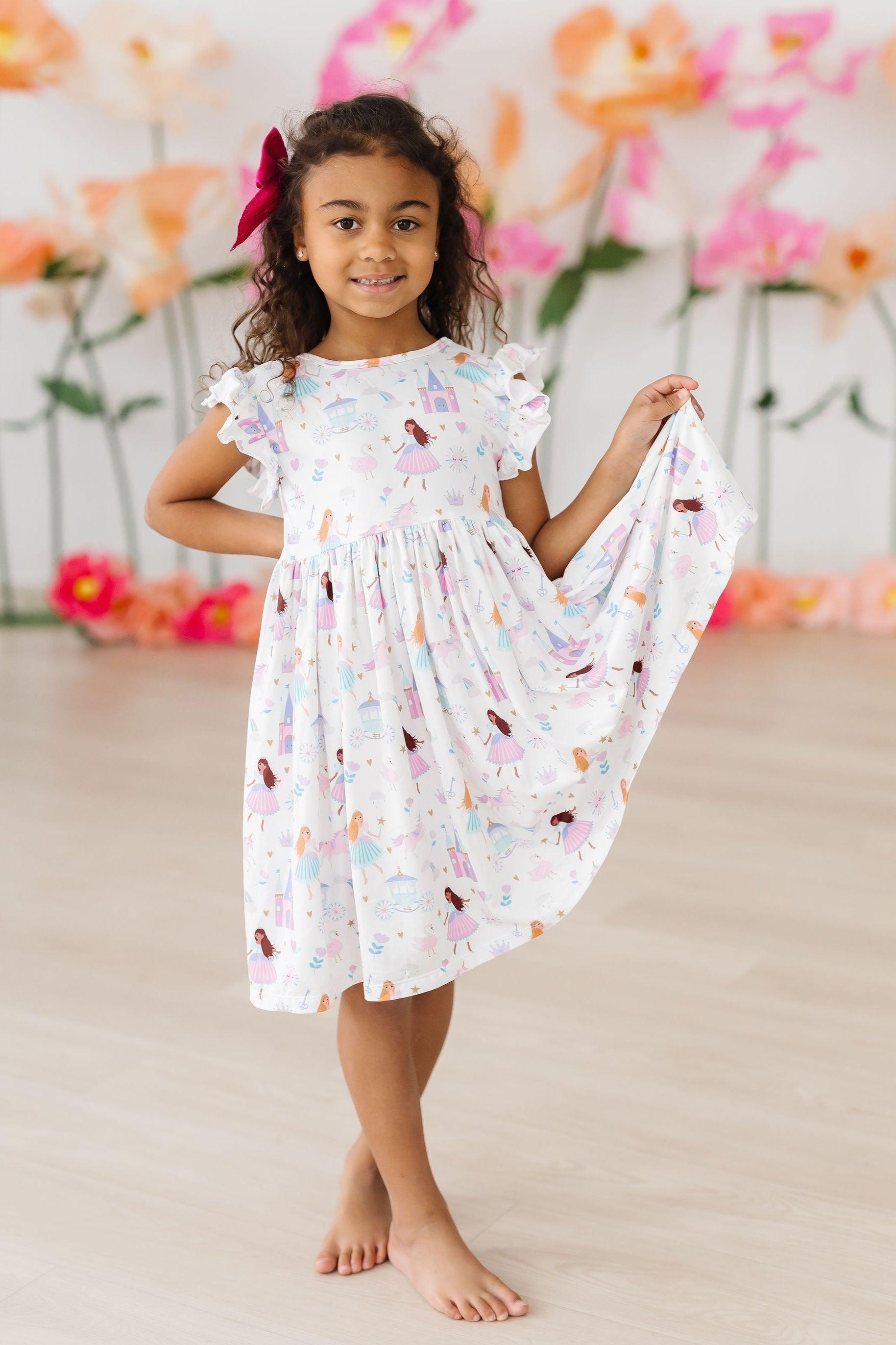 Mila & Rose ® Fairy Princess Flutter Sleeve Twirl Dress — side view