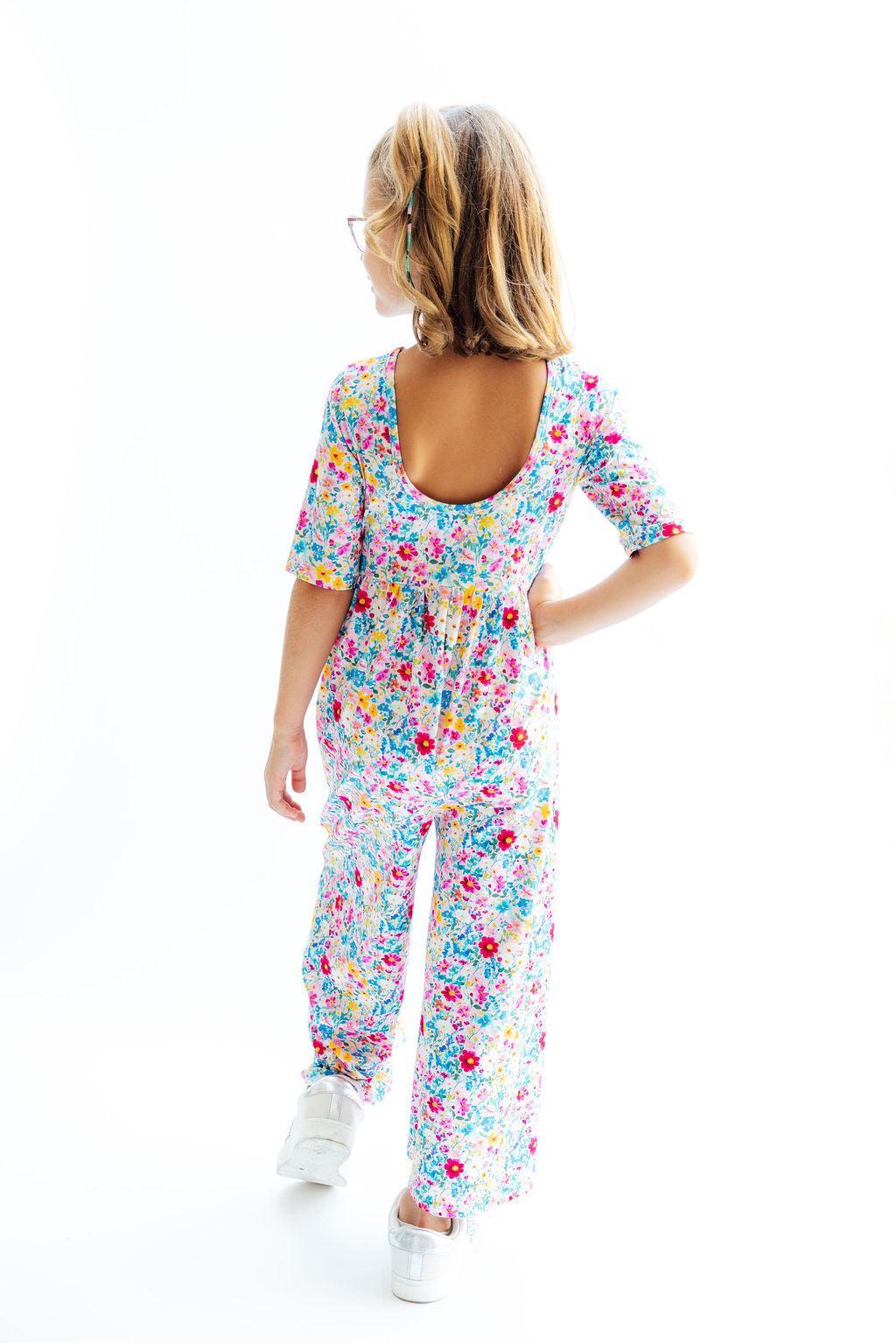 Mila & Rose ® Fluttering Flowers Wide Leg Jumpsuit — color detail