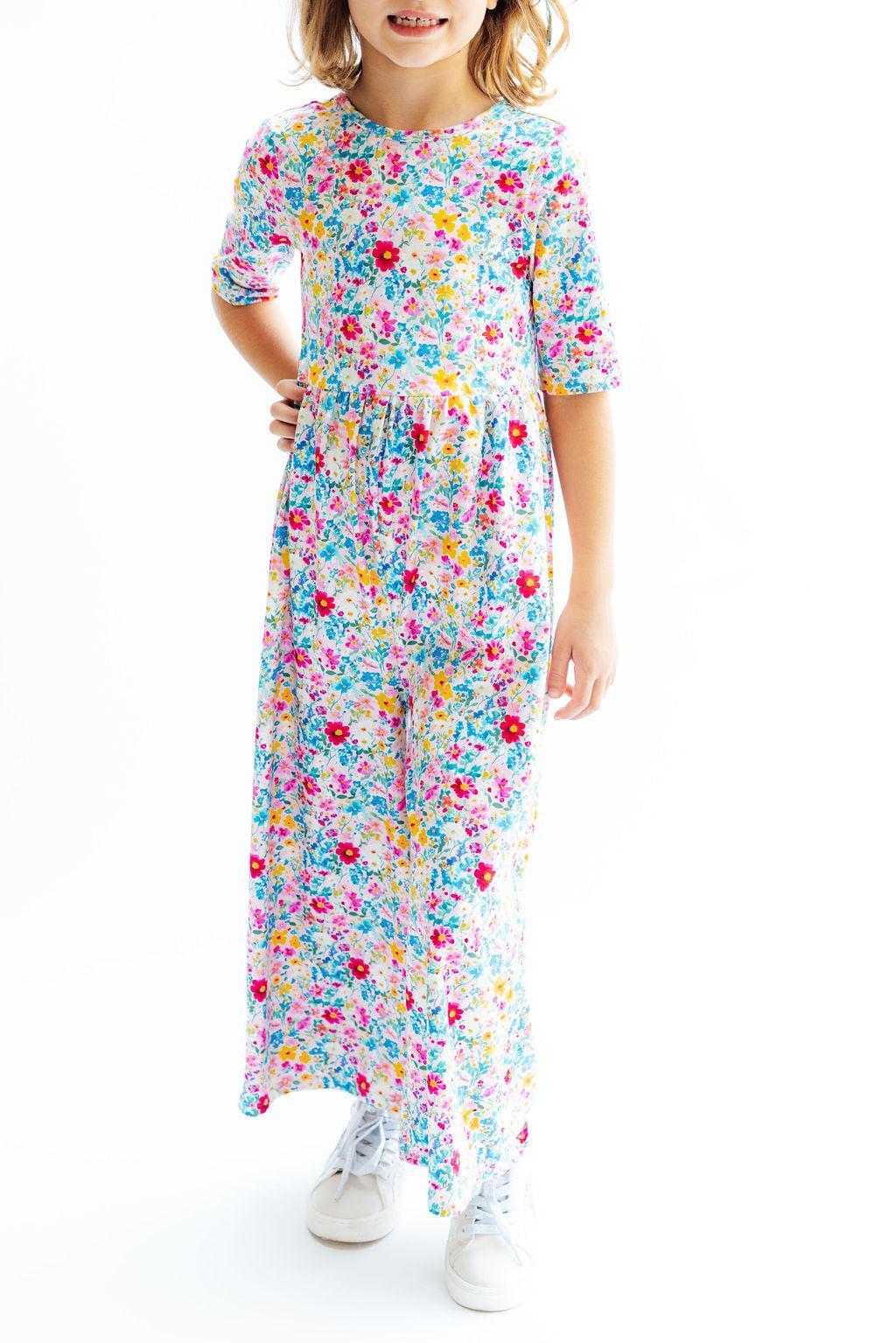 Mila & Rose ® Fluttering Flowers Wide Leg Jumpsuit — in-use photo