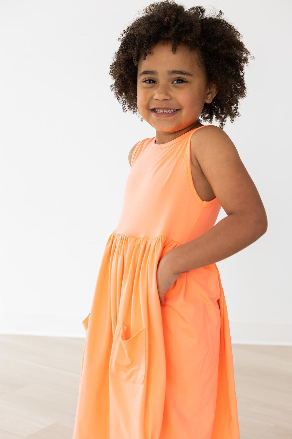 Mila & Rose ® Neon Coral Tank Pocket Twirl Dress — alternative angle